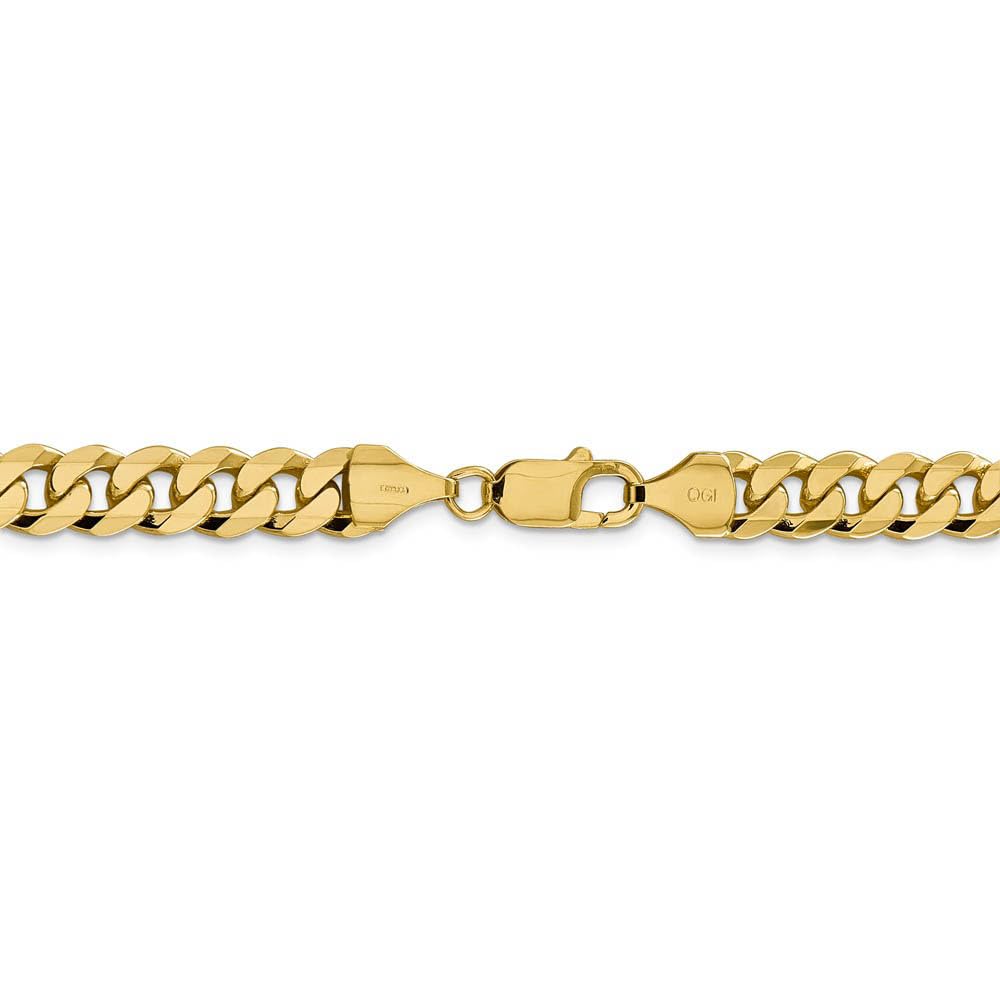 The Black Bow 8.5mm 14k Yellow Gold Solid Beveled Curb Chain Necklace - Perfect for Elegant Evening Wear and Special Occasions