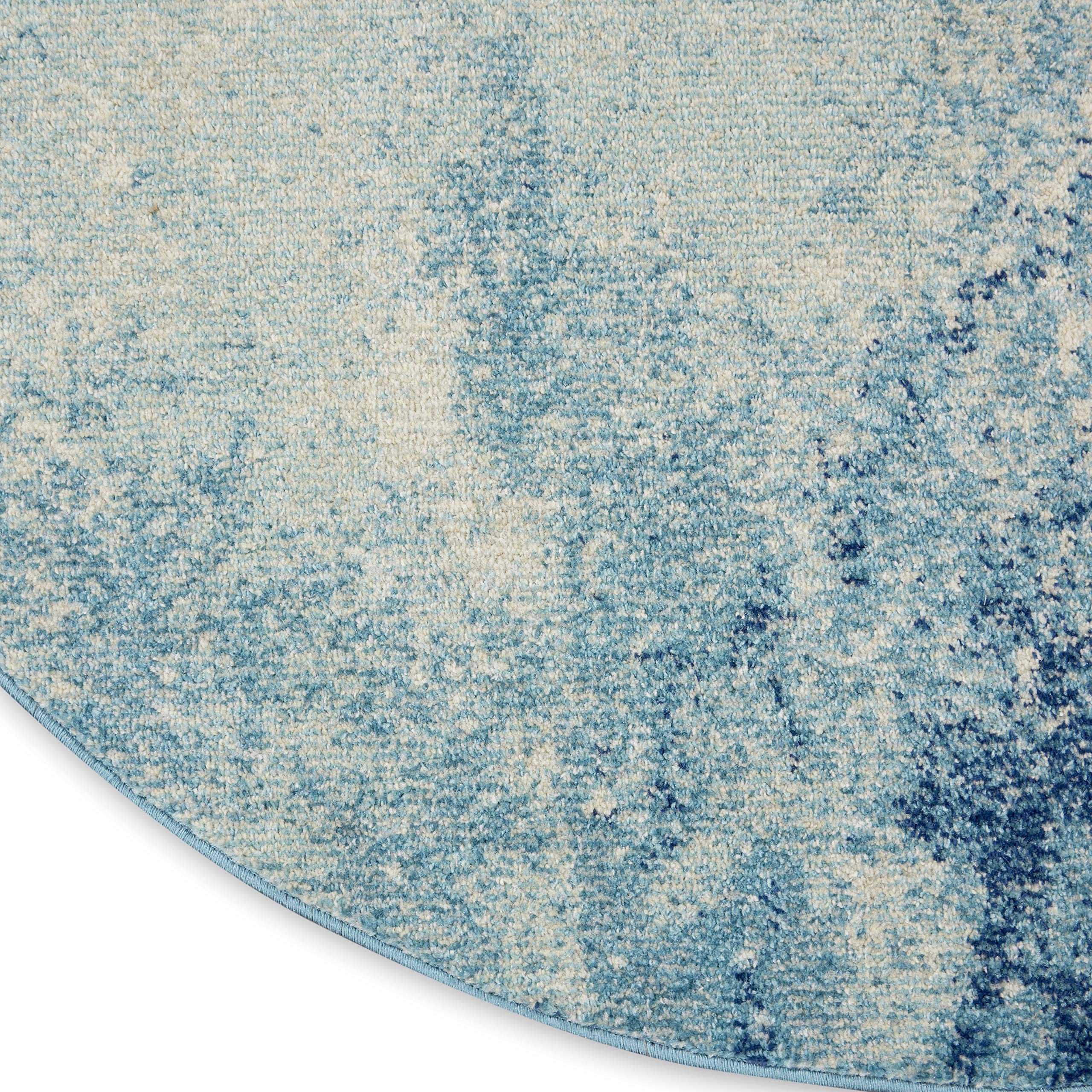 Nourison Passion Navy/Light Blue 8' Round Area Rug - Modern Abstract Design, Easy Cleaning, Non-Shedding - Perfect for Bedroom, Living Room, Dining Room & Kitchen Decor