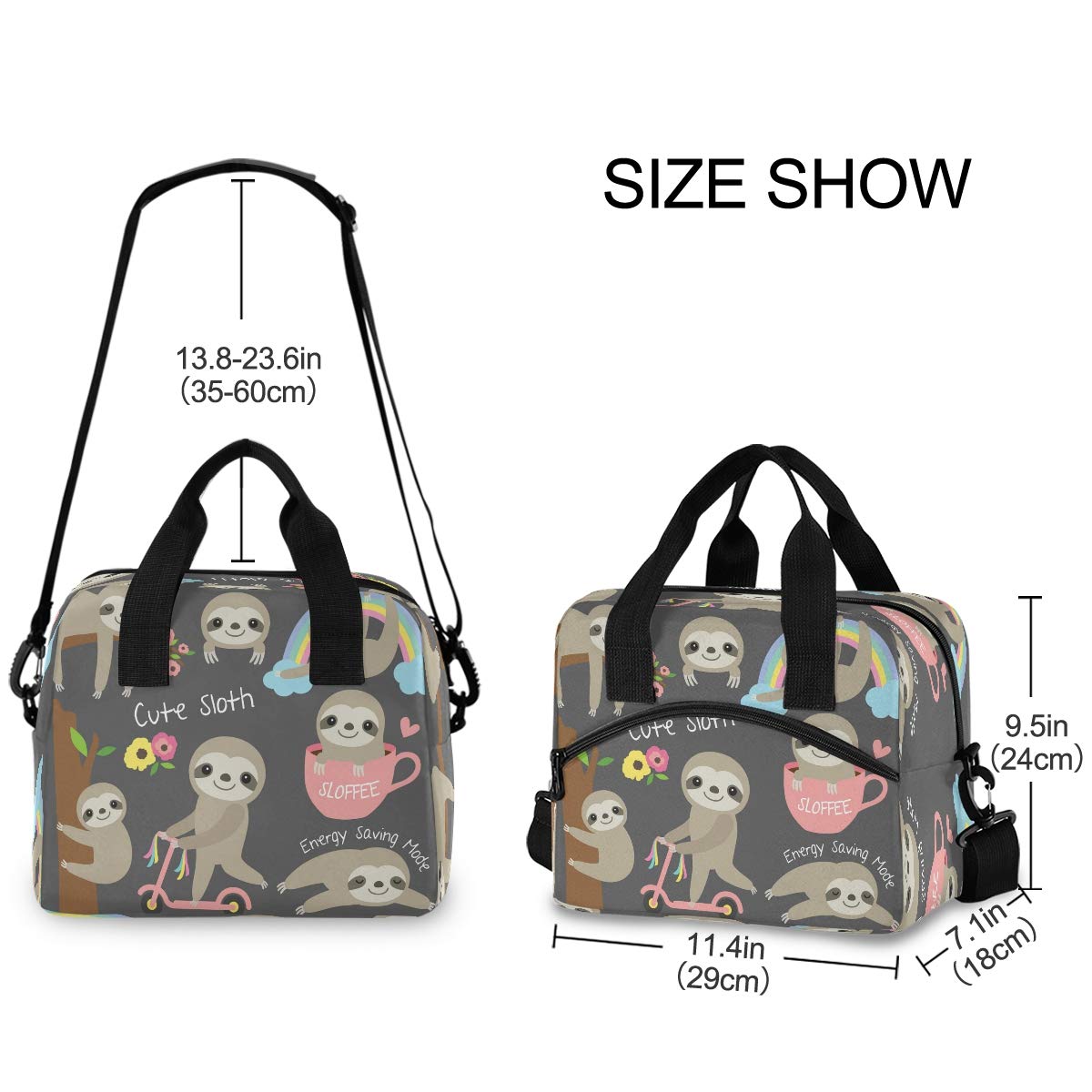 SUABO Insulated Lunch Cooler Bag - Cute Baby Sloth Design Tote for Women & Men | Perfect for Work, School, Picnics & Outdoor Activities