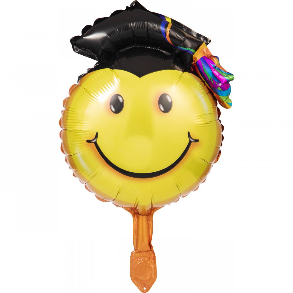 10 Pack Bulk Smiley Face Emoji Foil Graduation Balloons - Colorful Party Decorations for Graduation Ceremonies, Birthday Parties & Celebrations