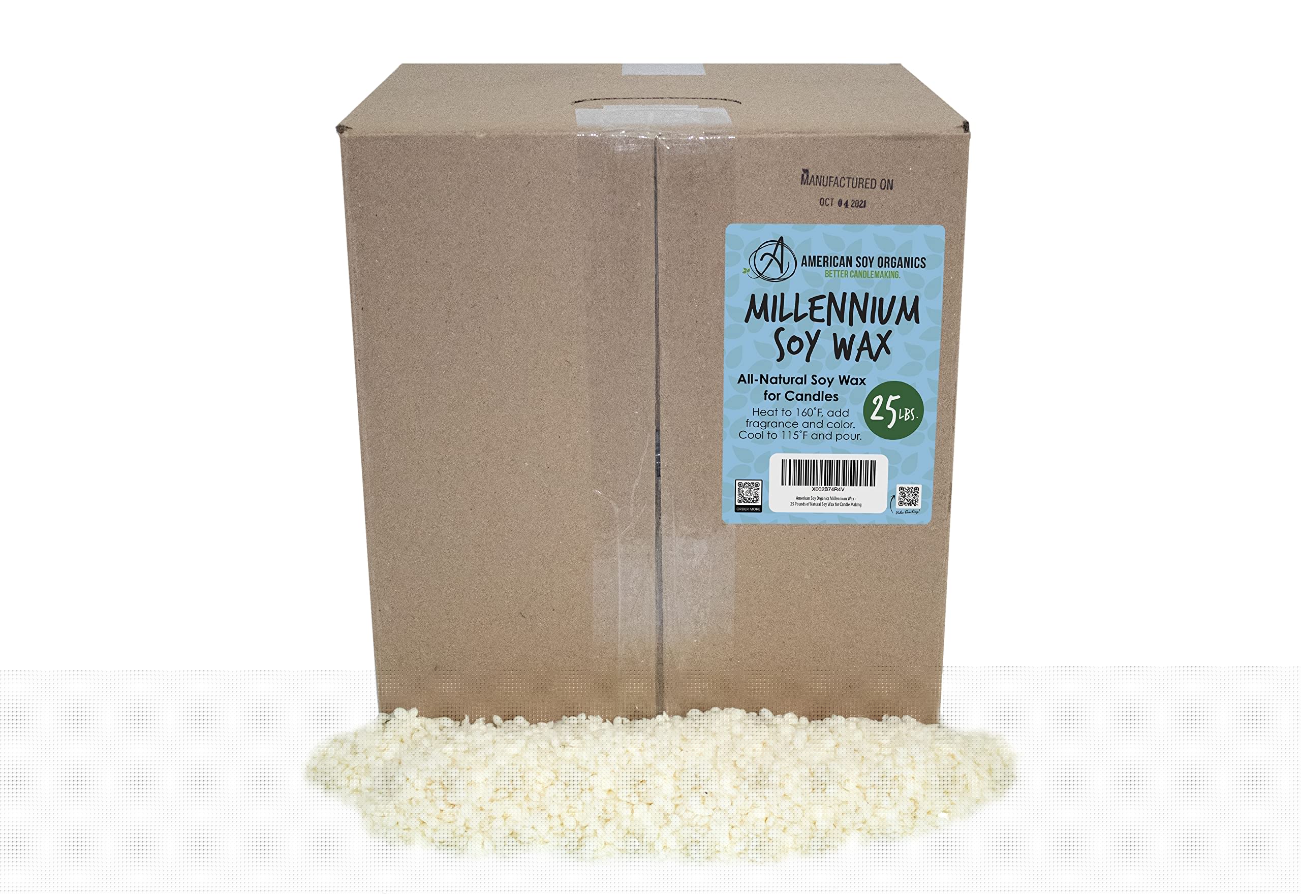 Millennium Wax - 25 lb Bag of Natural Soy Wax for Candle Making | Premium Eco-Friendly Candle Wax for DIY Candles, Wax Melts, and Home Fragrance | Perfect for Aromatherapy, Gifts, and Relaxation