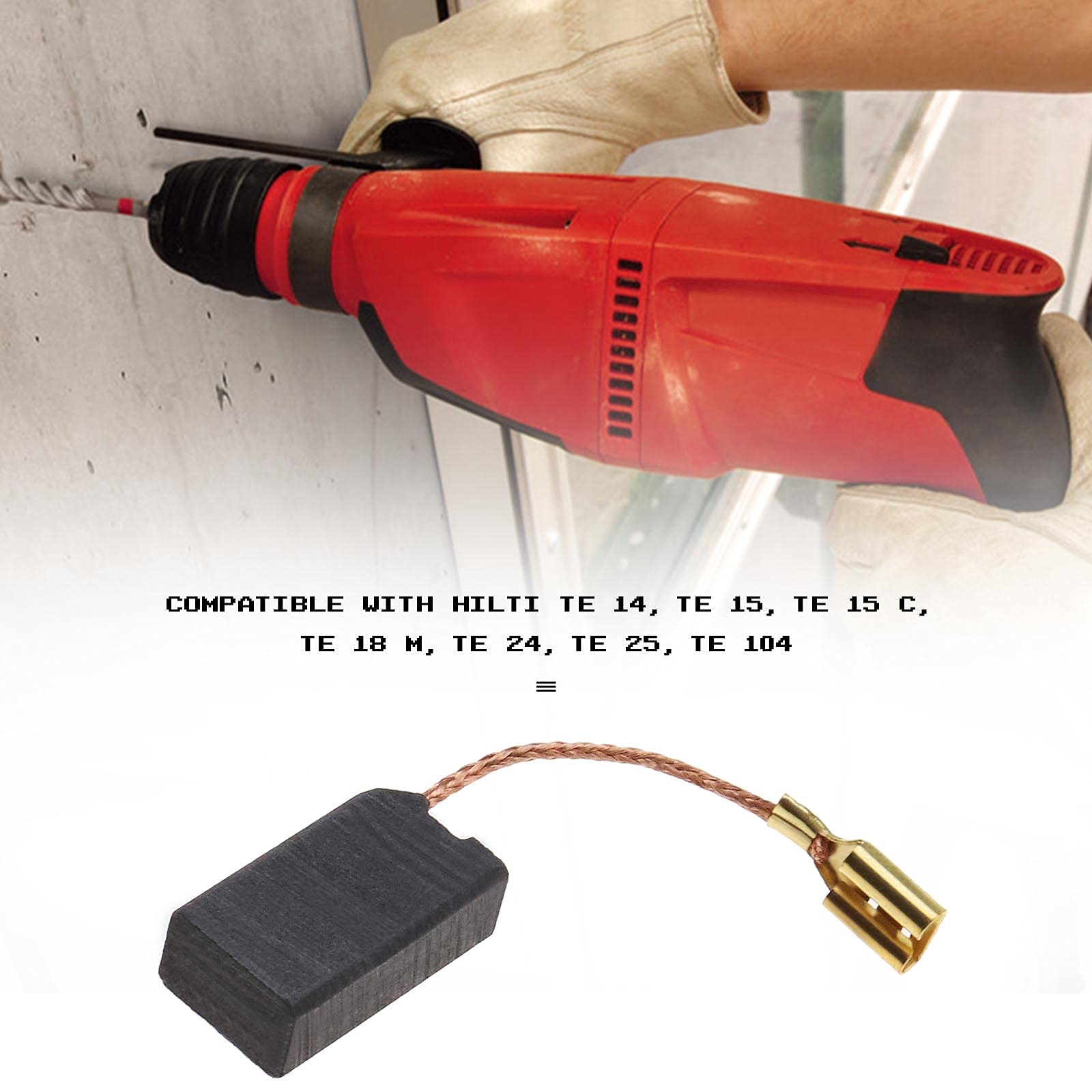 ECSiNG 2 Pairs of 6.3x10x17.5mm Carbon Brushes - Auto Stop Hammer Replacement Parts Compatible with HILTI TE14 TE15 TE15C TE18M TE24 TE25 - Perfect for Power Tools Maintenance & Professional Construction Work