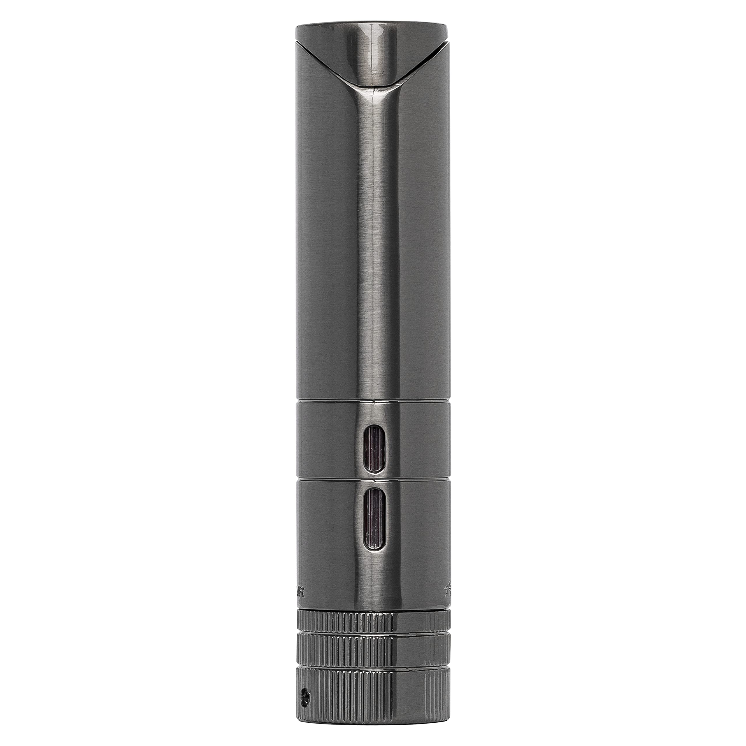 XIKAR Turrim Dual Jet Flame Cigar Lighter - Premium Table Top Design with Adjustable Fuel Wheel in Gunmetal Finish | Perfect for Cigar Lounges, Home Bars & Outdoor Smoking Sessions