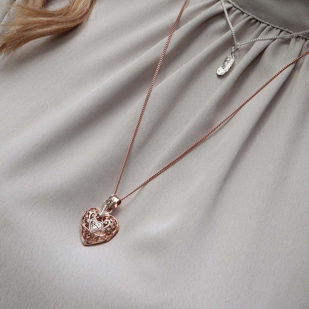Rose Gold Key Locket Necklace for Women - Elegant Heart Pendant Jewelry Gift for Her | Perfect for Valentine's Day, Anniversary & Special Occasions