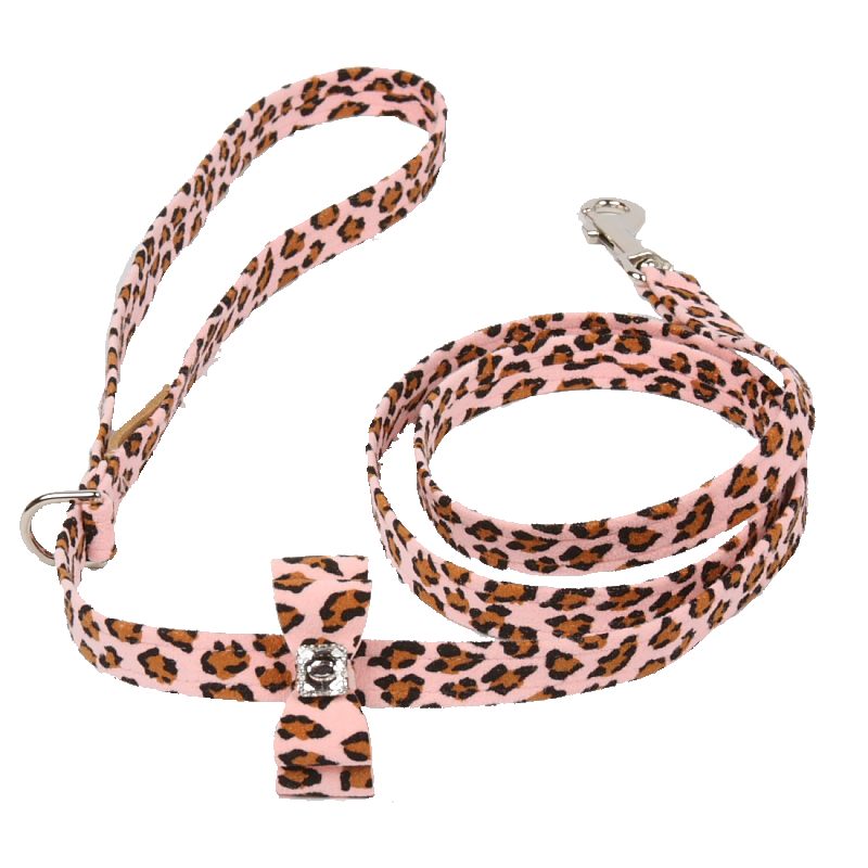 Cheetah Print Dog Leash with Big Bow - Fashionable & Durable Pet Walking Accessory for Small & Medium Dogs - Perfect for Daily Walks, Training, and Outdoor Adventures