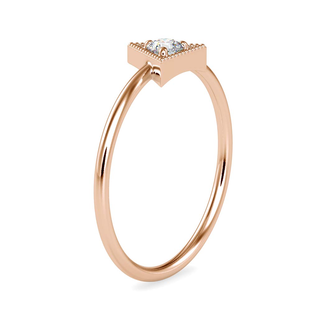 VVS Certified 0.1 Ct Triangle Diamond Ring in 18k White/Yellow/Rose Gold with Round Natural Diamond - 3 Prong Solitaire Engagement Ring for Women | Perfect for Wedding, Anniversary & Birthday Gifts (IJ-SI, Size 5-9)