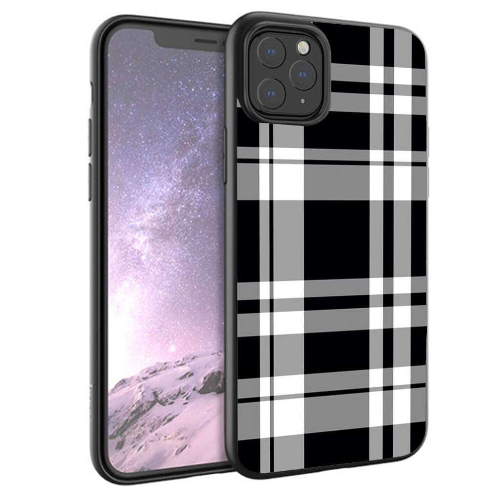 Shockproof Black & White Plaid TPU Silicone Case for iPhone 11 Pro Max - Protective Phone Cover with Anti-Slip Grip | Perfect for Daily Use, Outdoor Activities & Travel
