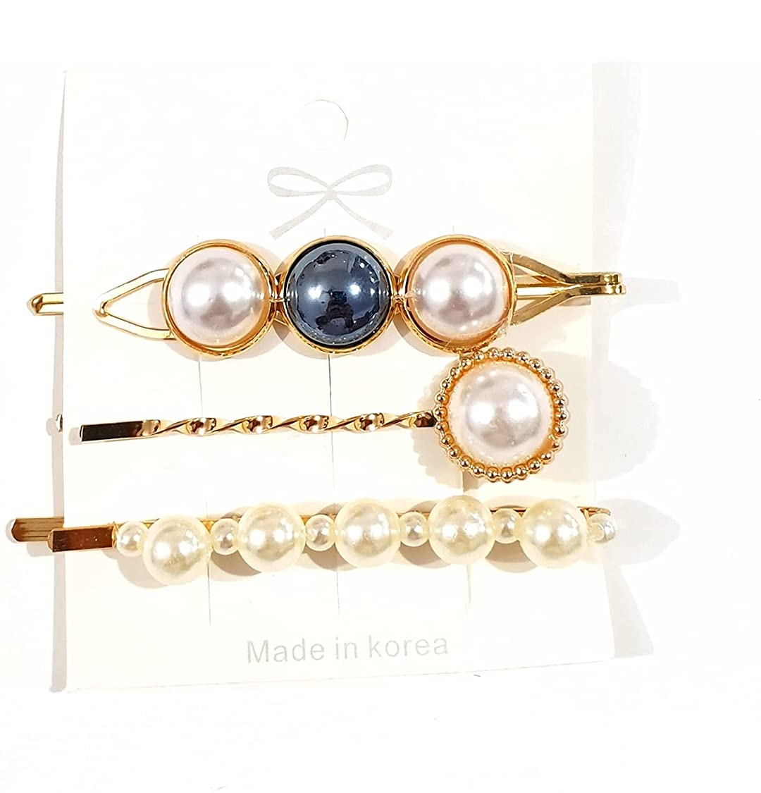 Elegant Pearl Rhinestone Hair Clips for Women - Korean Style Hair Barrettes Set of 3 - Perfect Hair Accessories for Wedding, Party & Daily Use (CLIP-8)