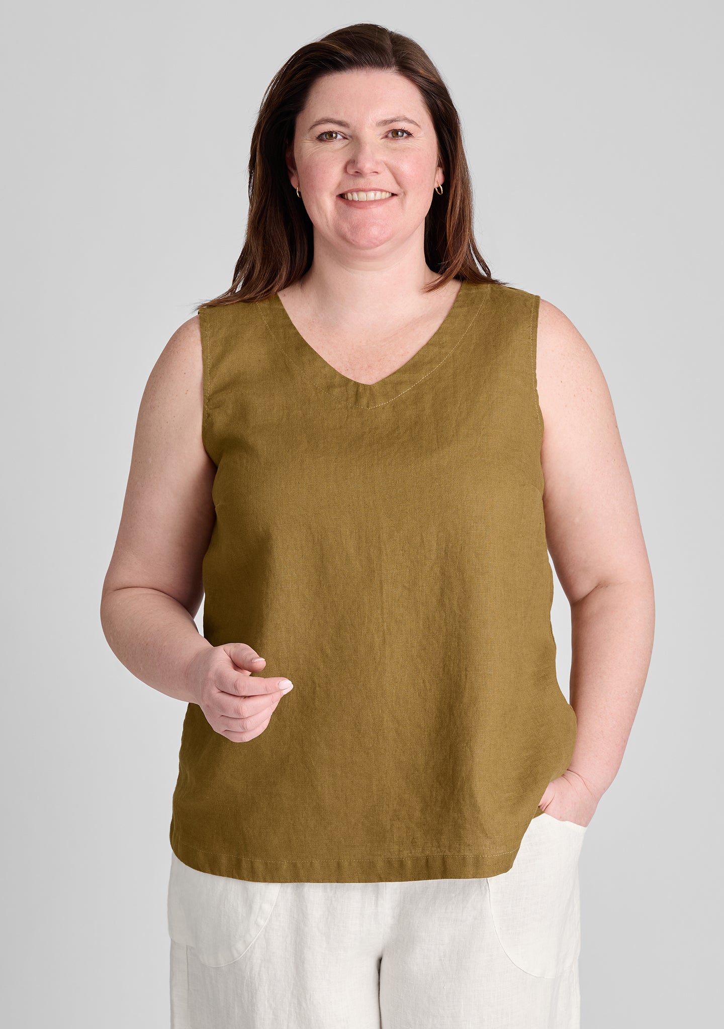 Gem Tank Linen Tank Top for Women - Breathable Summer Casual Sleeveless Shirt - Perfect for Beach, Yoga, and Everyday Wear