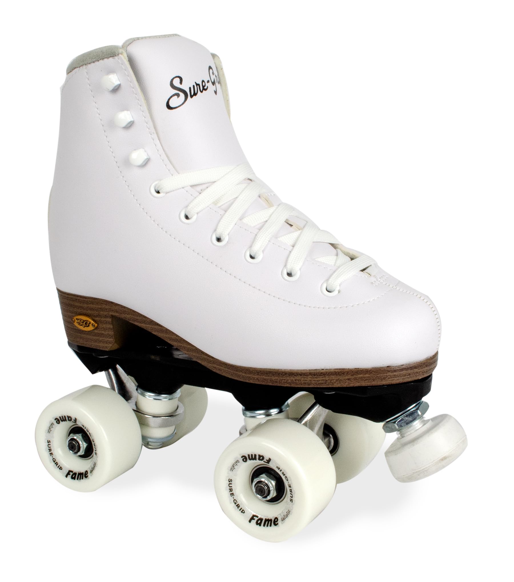 Sure-Grip White Fame Women's Roller Skates - Nylon & Aluminum Construction - 57mm Polyurethane Indoor Wheels - Super X Trucks for Extended Support - Perfect for Beginners & Indoor Skating Rinks