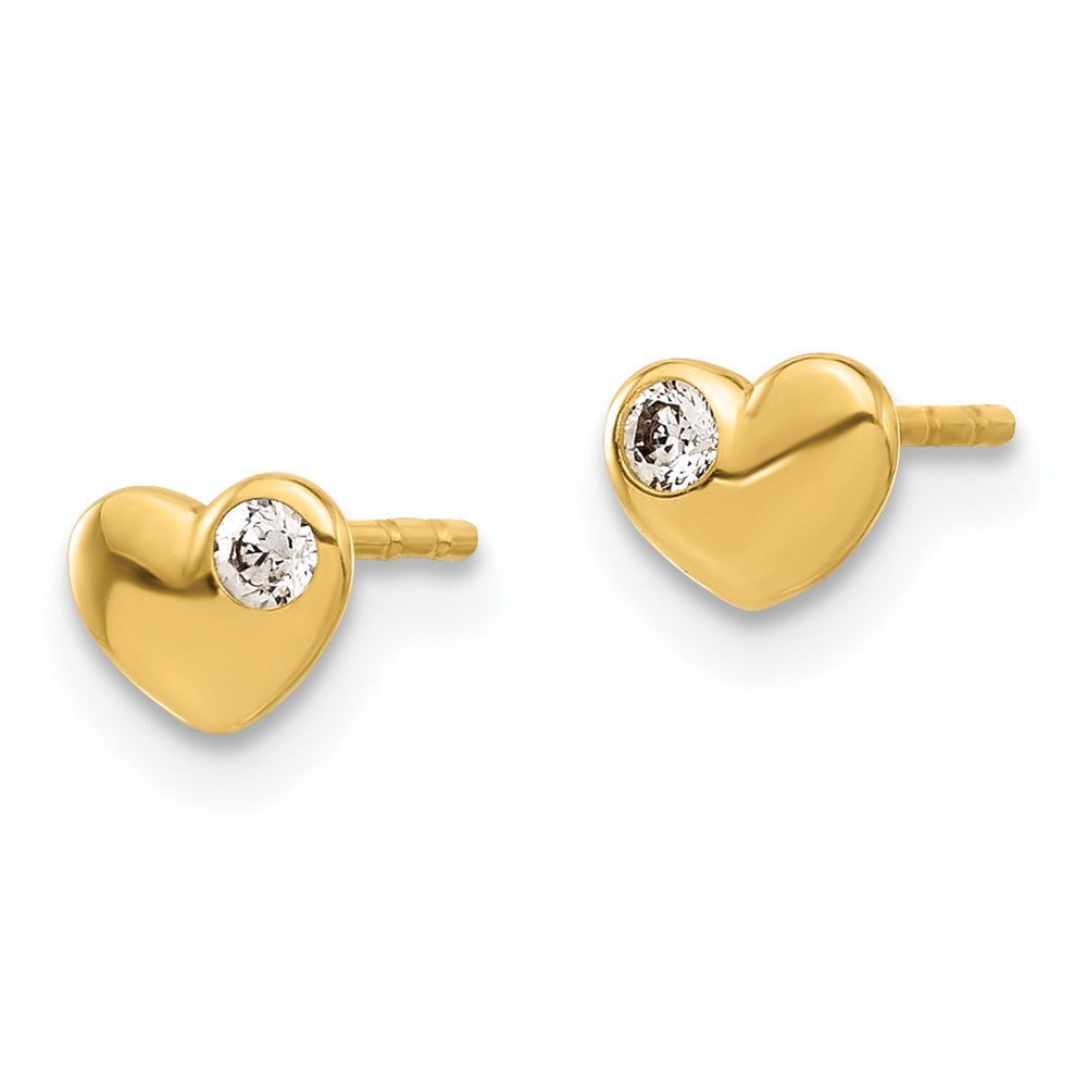 14K Gold Plated CZ Heart Stud Earrings for Women - Elegant Cubic Zirconia Post Earrings for Valentine's Day, Anniversary & Romantic Gifts (Model YE2193)