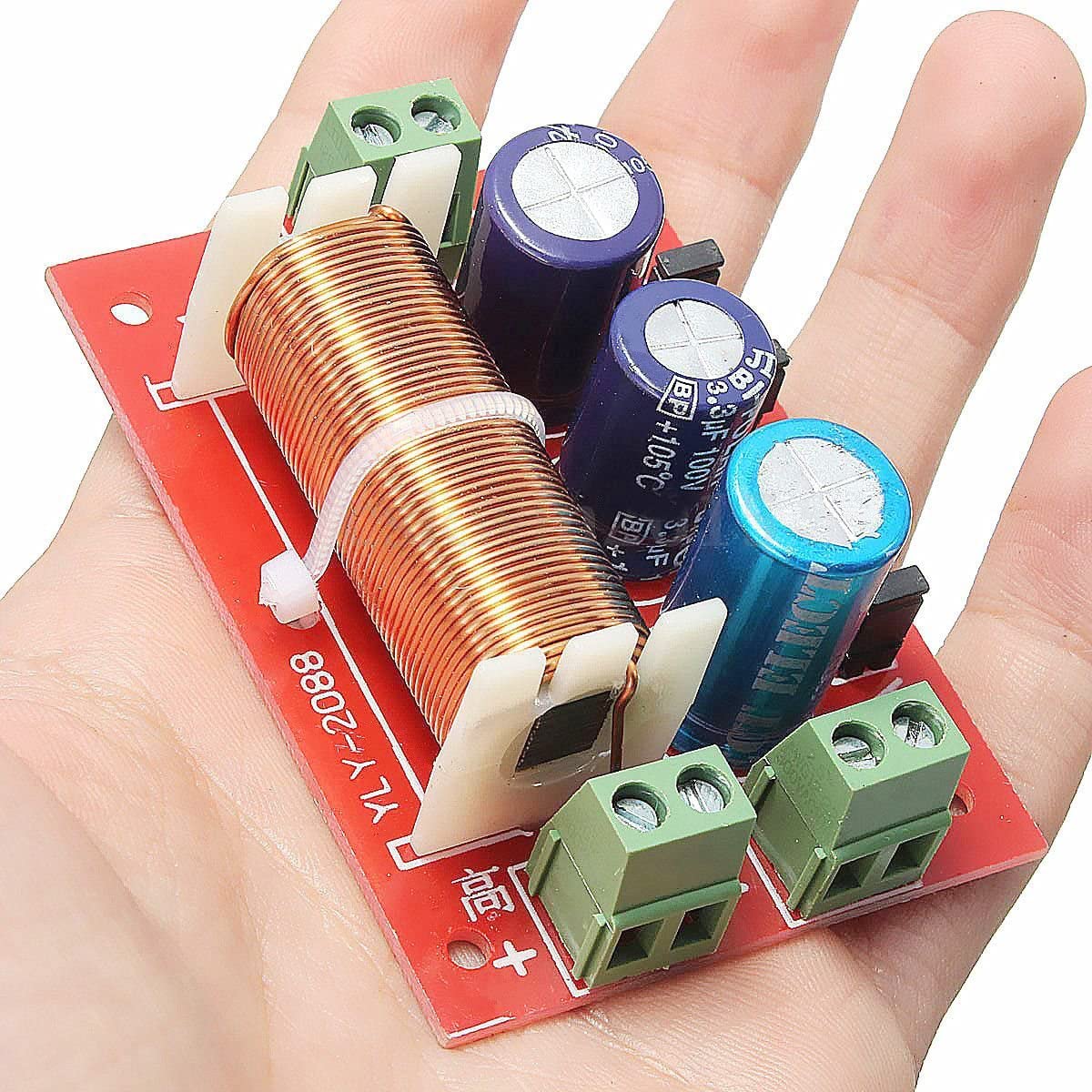 400W 2-Way Speaker Audio Crossover Filter - Adjustable Treble/Bass Frequency Divider for Home Theater & Car Audio System - High Quality Audio Line Crossover for Professional Sound Setup