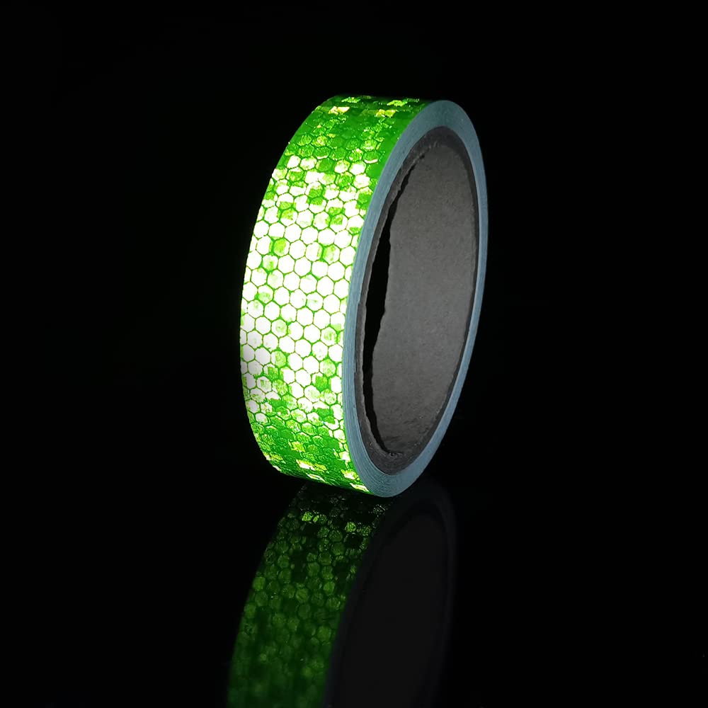 BRIGHT PLUS LIGHT & SAFETY Reflective Tape - 1 Inch x 15 Feet Waterproof Self-Adhesive Green Reflective Tape for Trucks, Trailers, Cars - High Visibility Warning Tape for Road Safety & Night Visibility - Perfect for Vehicle Marking, Hazard Warning & Conspicuity Enhancement
