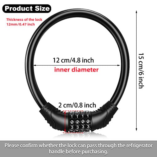 2-Pack Black 4-Digit Code Refrigerator Lock - Child Safety Fridge Latch for French Door & Cabinet, No Drill/No Screw/No Adhesive Installation - Perfect for Baby Proofing & Pet Safety in Kitchens & Homes