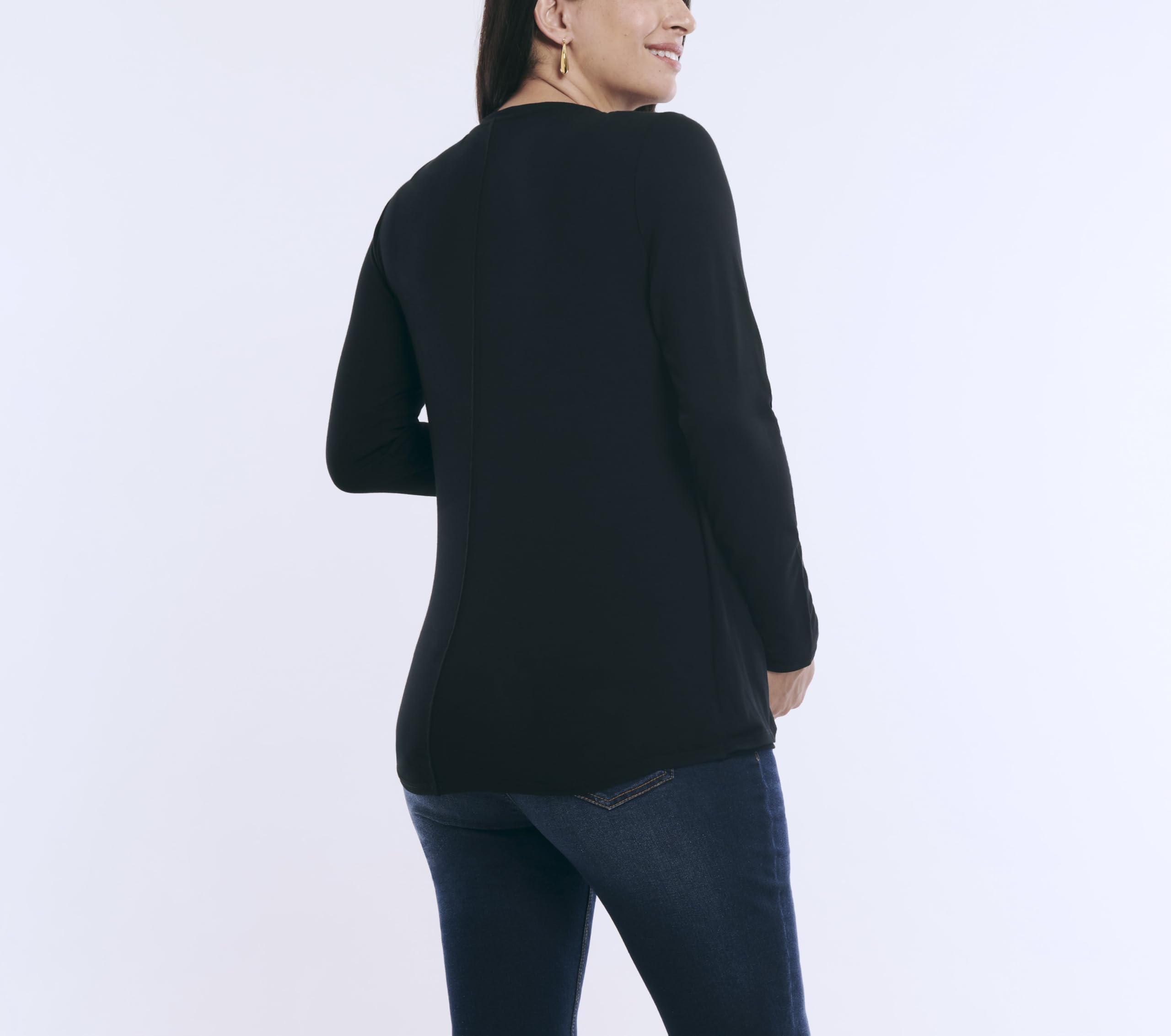 Motherhood Maternity Women's Long Sleeve Nursing Top - Soft Scoop Neck Breastfeeding Shirt for Comfortable Maternity Wear | Perfect for Nursing, Pumping & Everyday Use