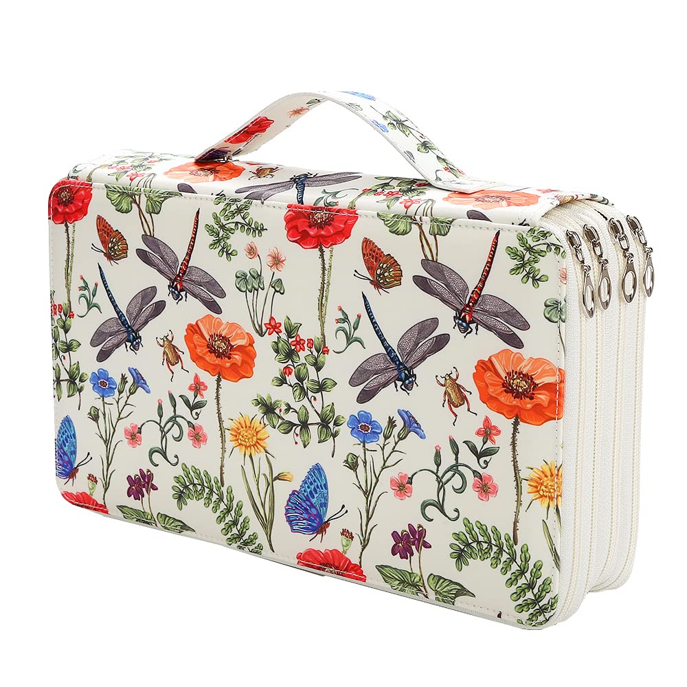 LBXGAP Portable Colored Pencil Case Organizer - 103 Large Slots Holds 300 Pencils, Watercolor Pens & Markers - Artist Supply Storage with Printing Pattern - Perfect for Art Classes, Travel & Studio Organization
