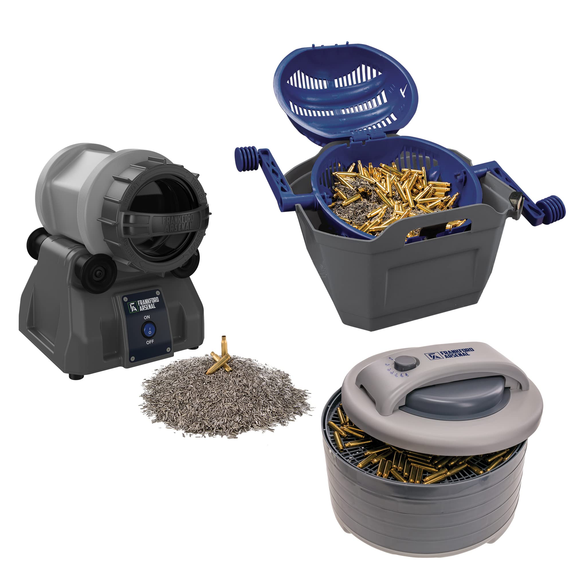 Frankford Arsenal Rotary Tumbler Lite Professional Kit - Reloading Brass Cleaning System for Ammo Casings | Perfect for Reloading Enthusiasts & Shooting Range Maintenance