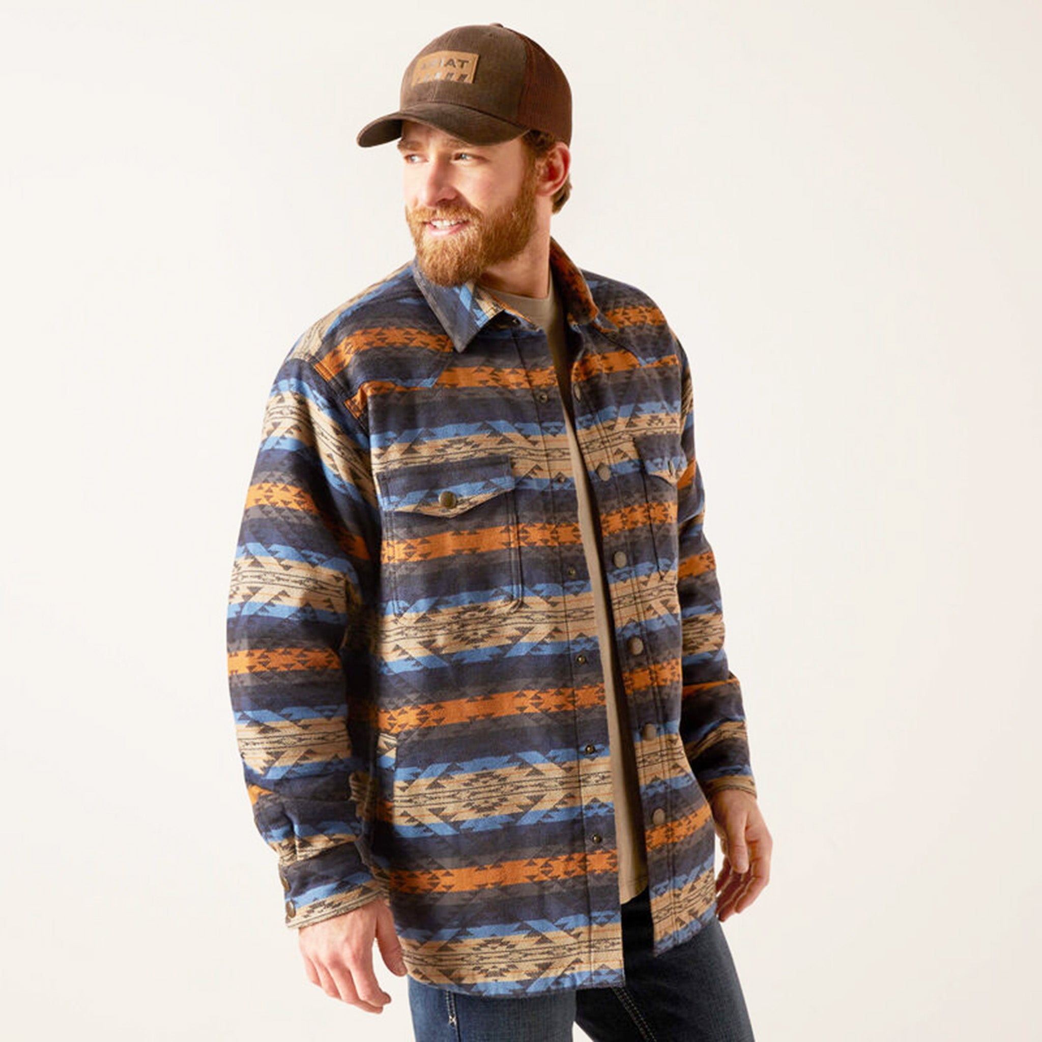 Ariat Men's Hartland Multi Aztec Shacket - Stylish Flannel Shirt Jacket for Casual Wear, Outdoor Adventures & Fall Fashion