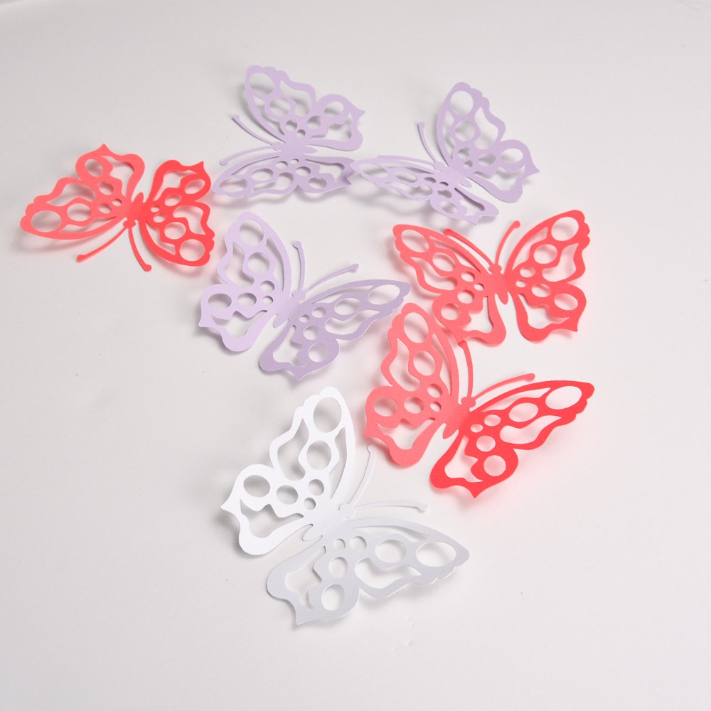 Beautiful Butterfly Wall Stickers for Bedroom Decor - Red, Lilac & White Butterfly Decals | Perfect for Nursery, Kids Room & Home Wall Art