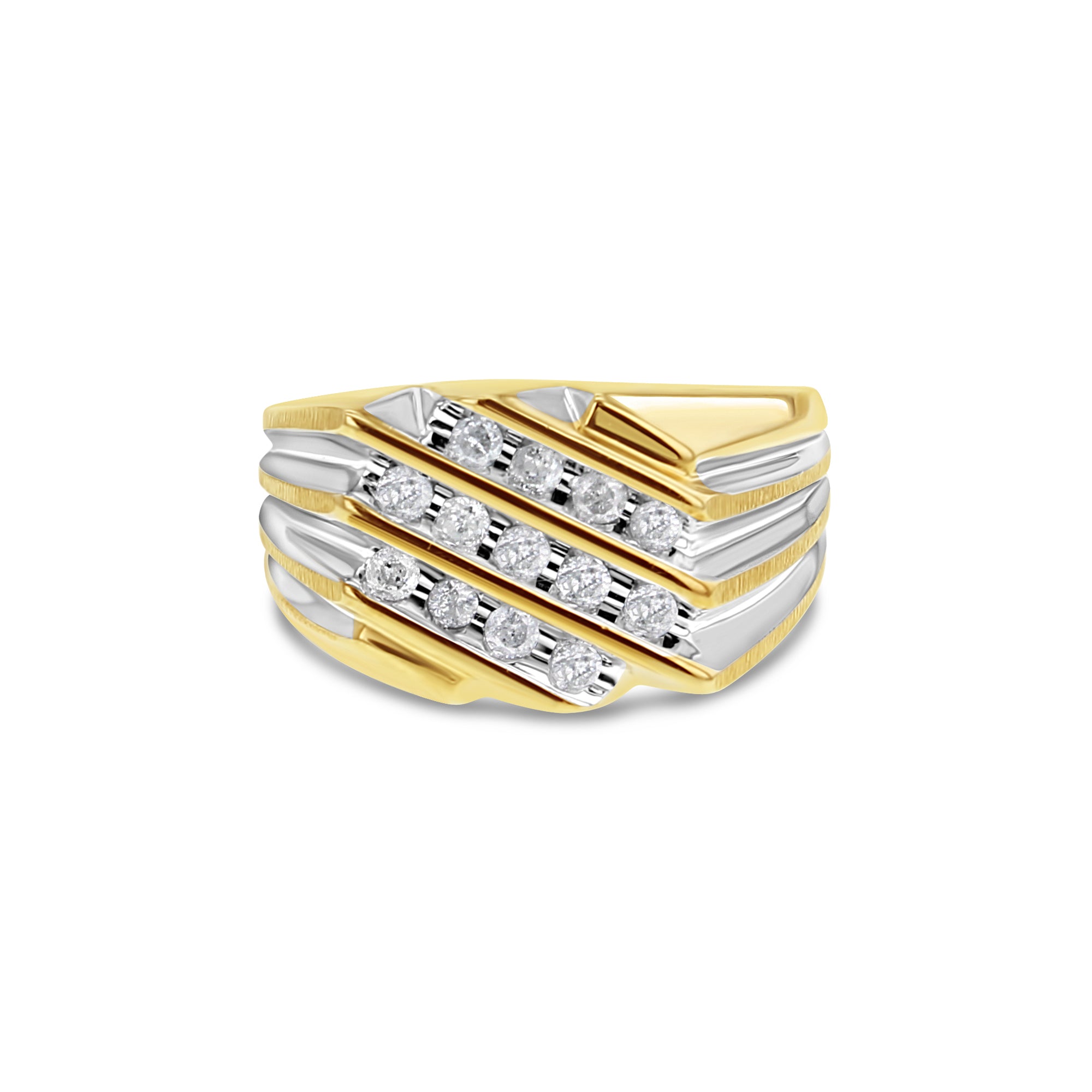 14K Gold Men's Two-Tone Diamond Ring - 0.65 Carat Total Weight | Elegant Wedding Band & Anniversary Gift for Him