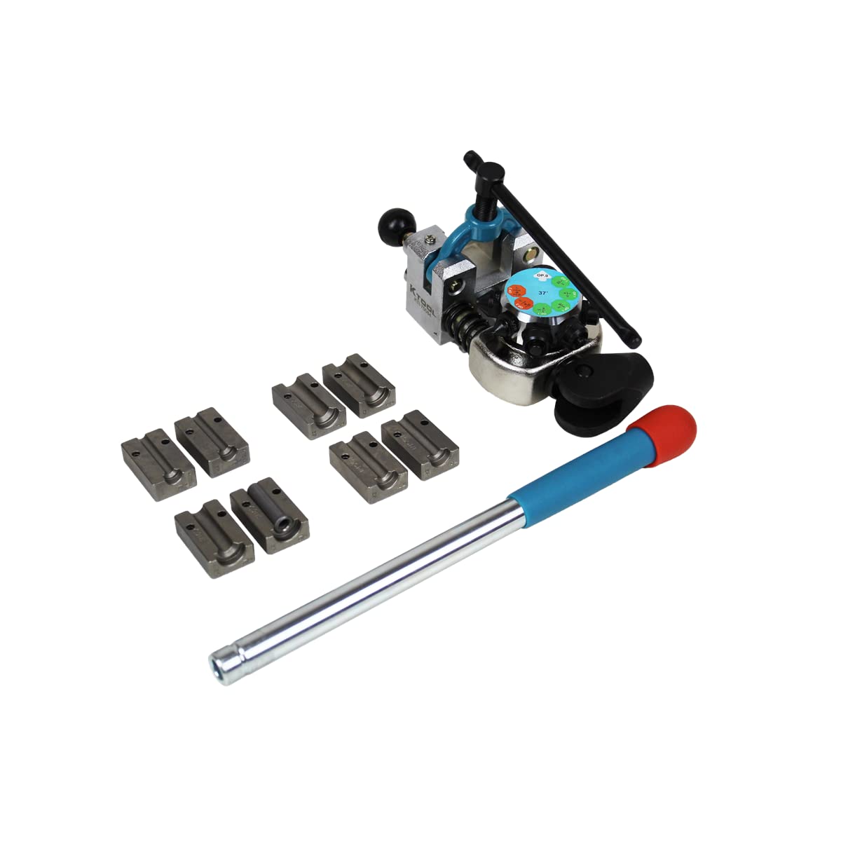K Tool International 70084 37 Degree Automotive Brake Line Flaring Tool Set - Professional Single, Double & Bubble Flares for DIY & Mechanics - Vise-Mounted with T-Handle Clamp & Turret Design - Perfect for Garage, Auto Repair Shop & Home Use