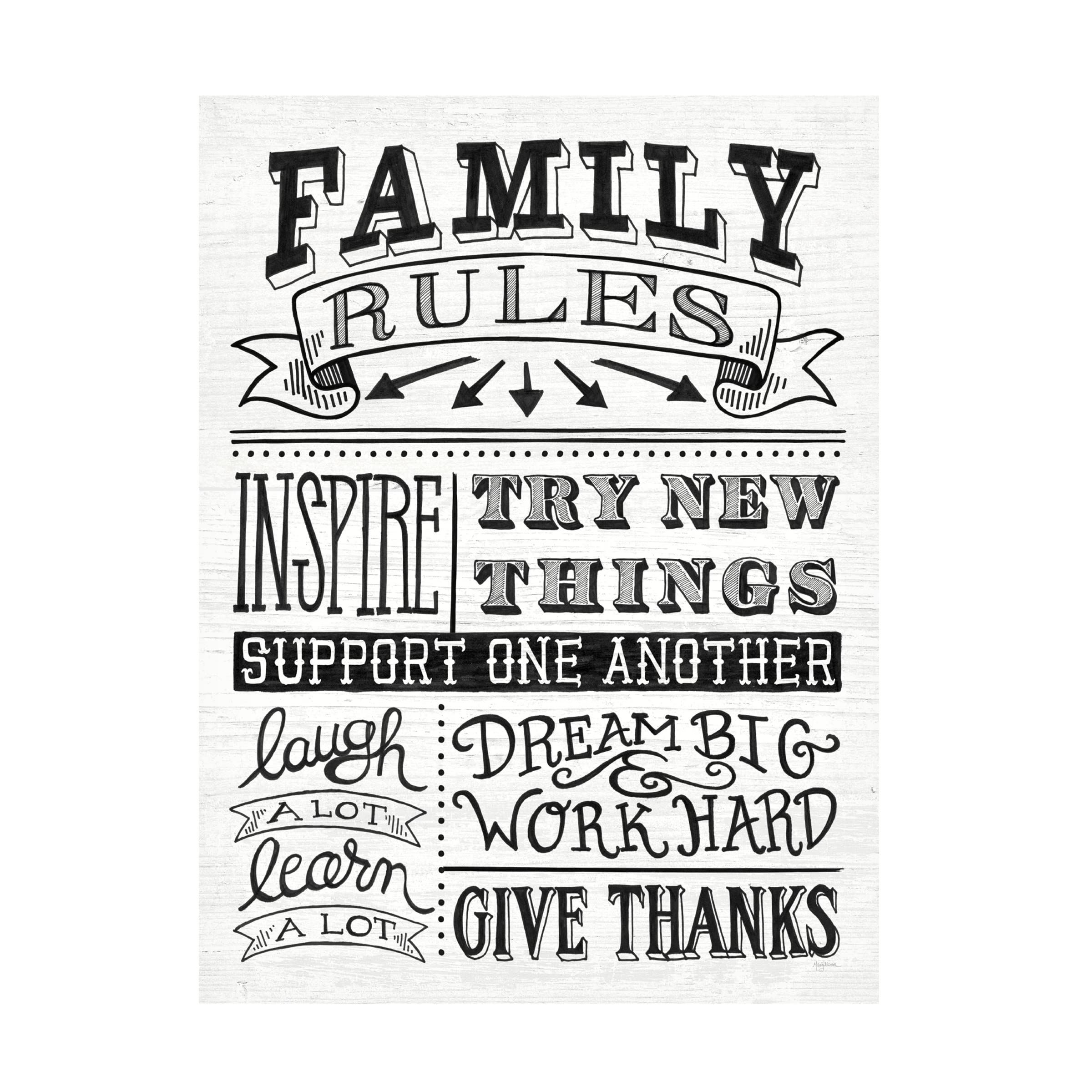 Trademark Fine Art 'Family Rules II' Canvas Wall Art by Mary Urban - Perfect for Living Room, Bedroom & Home Decor