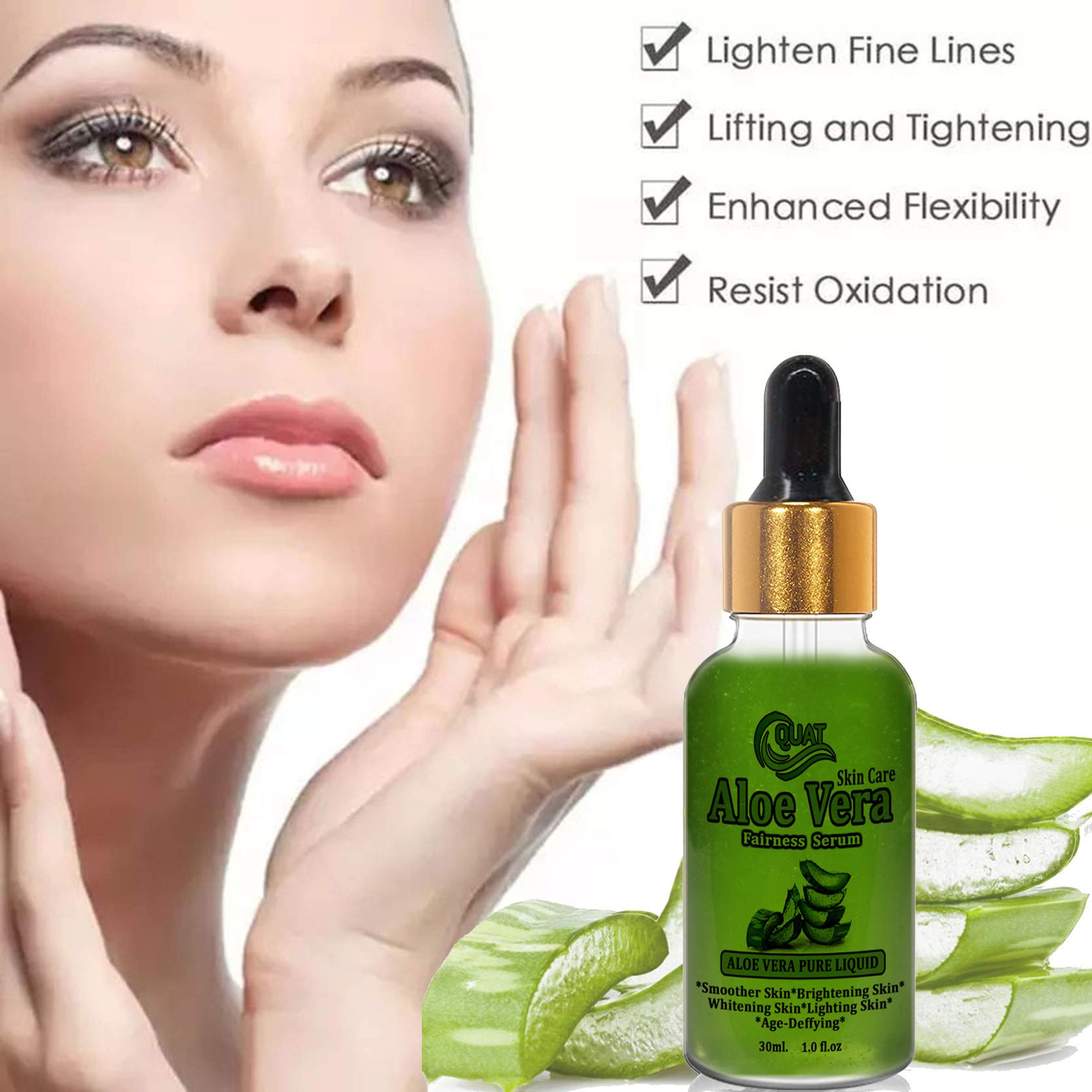 Quat Aloe Vera Face Serum for Women - 30ml Hydrating & Anti-Aging Facial Serum with Natural Ingredients | Perfect for Dry Skin & Nighttime Skincare Routine