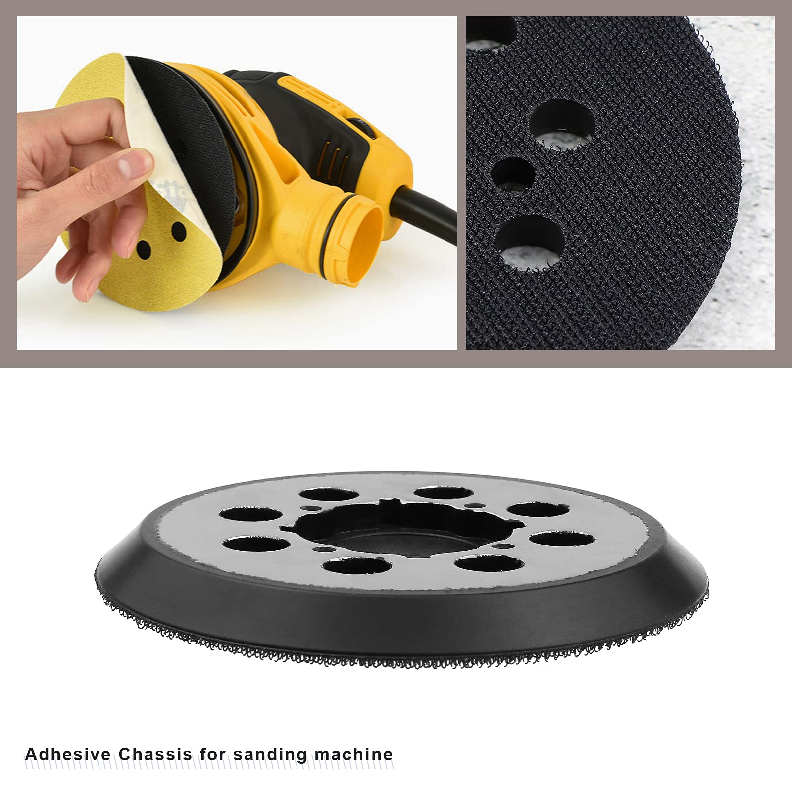 5 Inch 8 Hole Hook and Loop Sanding Disc Pad - 4 Screw Holes, Self Adhesive Backing Plate - Compatible with DeWalt DWE6423, DWE6421, DCW210B - Perfect for Woodworking, Metal Polishing & DIY Home Projects