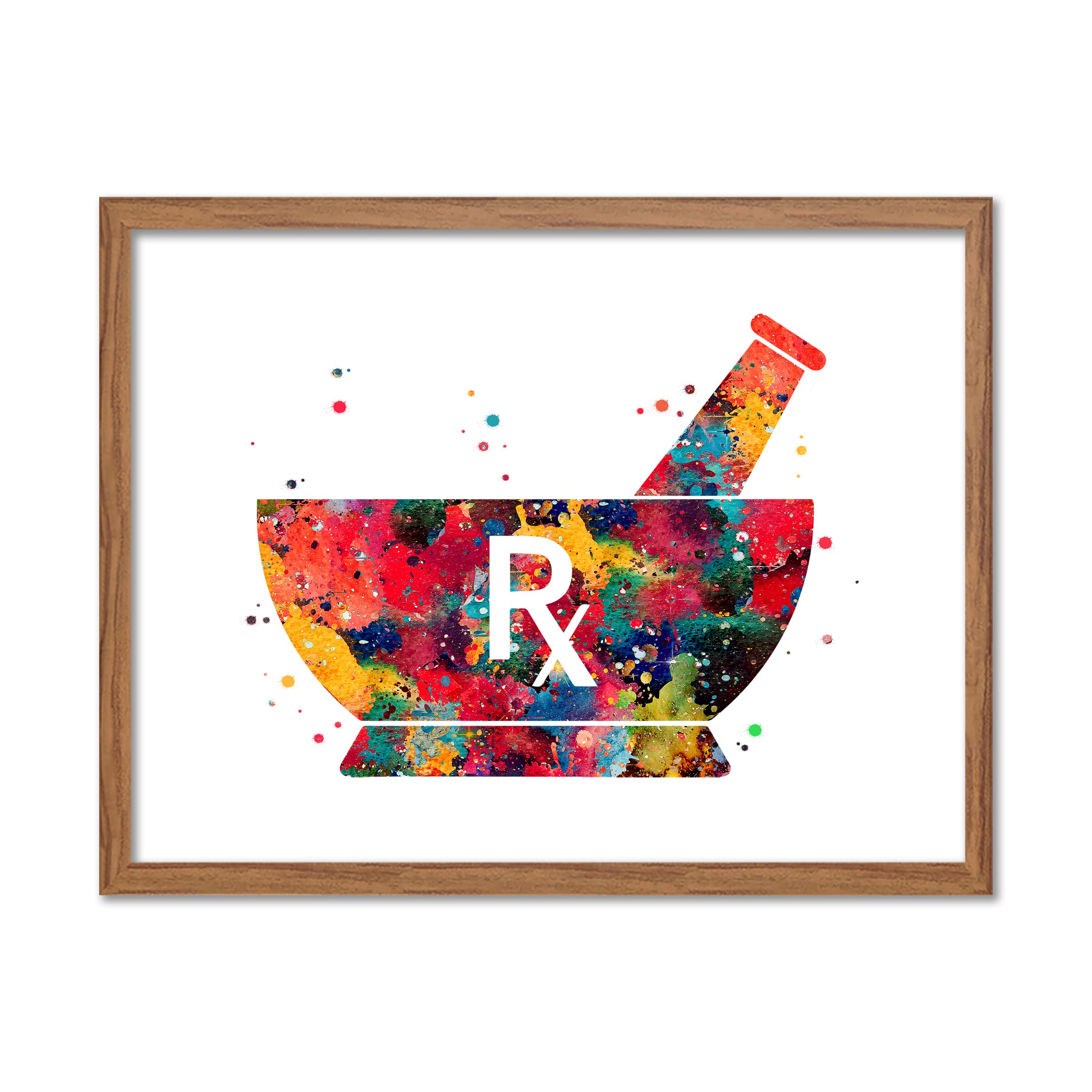 Pharmacist Mortar and Pestle Watercolor Art Print - 8x10 Inch Unframed Pharmacy Poster, Medical Office & Home Decor - Perfect Gift for Pharmacists, Rx Caduceus Wall Art for Clinics, Hospitals & Apothecaries