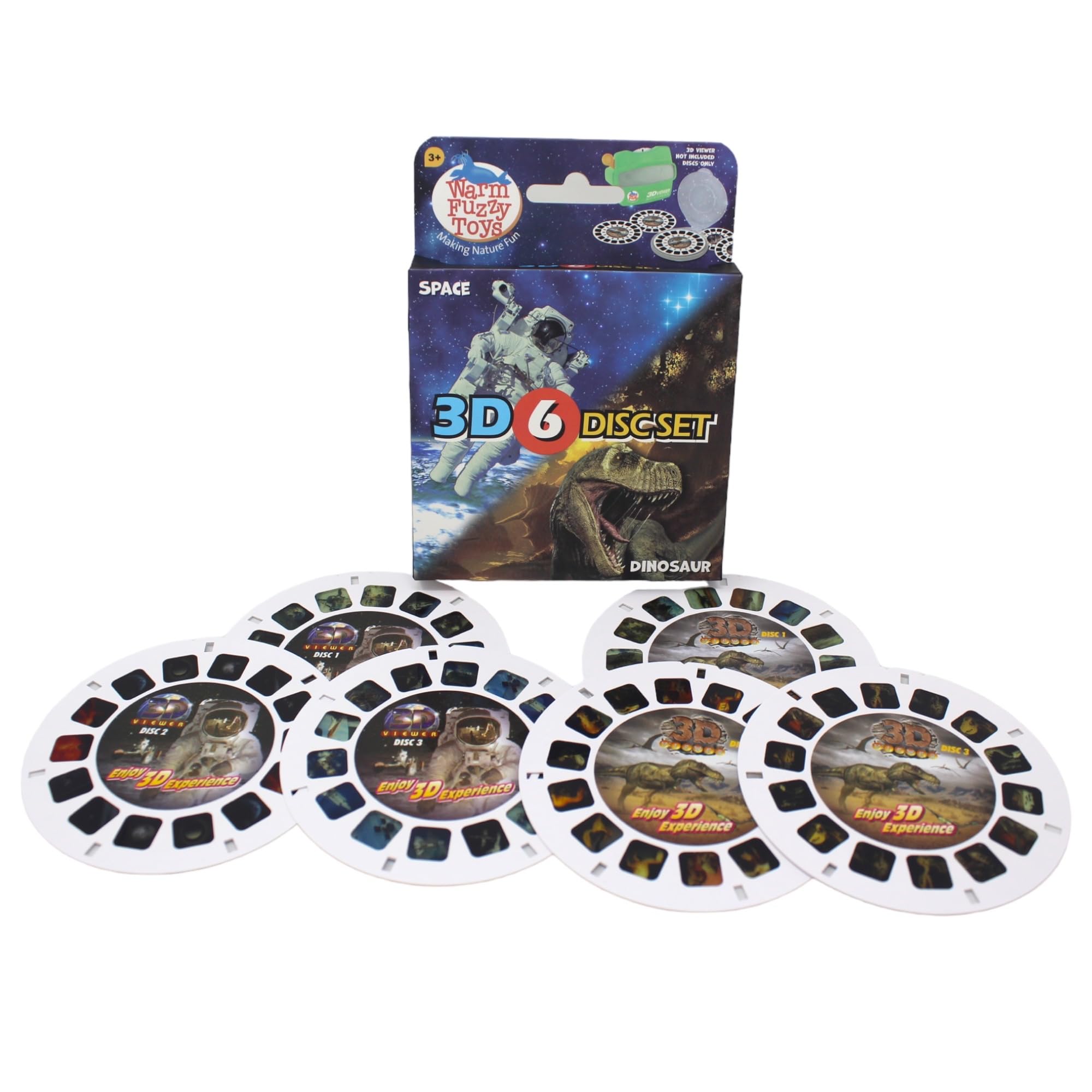 Space & Dinosaur Viewfinder Reels for Kids & Adults - 6 HD 3D Slide Reels with 42 Images | Retro Classic Toy for Family Fun, Educational Play & Nostalgic Entertainment