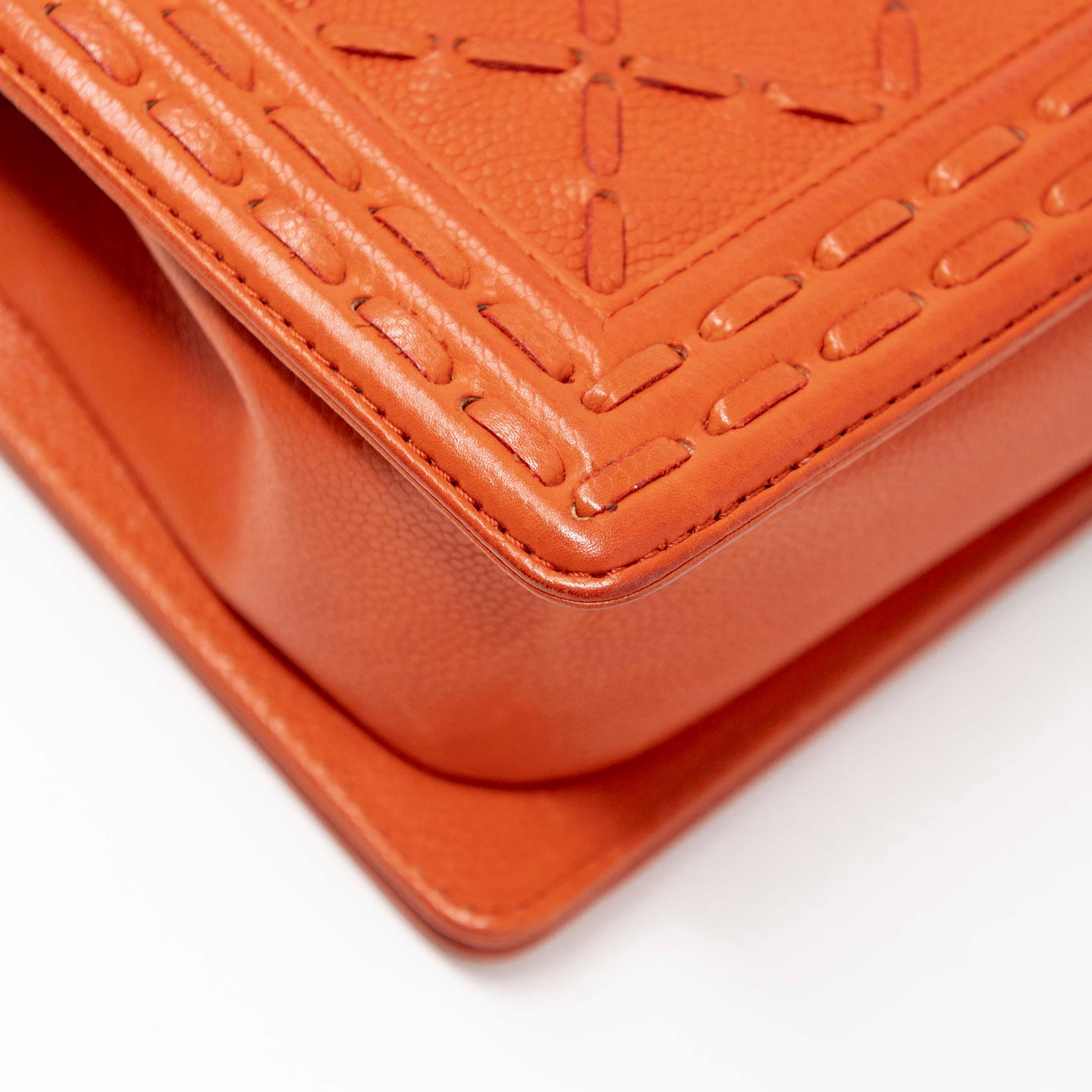 Chanel Orange Medium Whipstitch Boy Bag - Luxury Leather Crossbody Handbag for Women | Perfect for Parties, Date Nights & Special Occasions