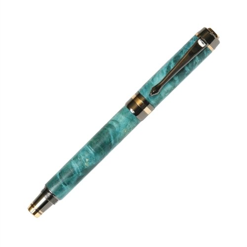 Lanier Pens Elite Fountain Pen - Gun Metal Finish with Turquoise Box Elder Wood - Premium Writing Instrument for Professionals & Collectors - Perfect for Gifts, Signatures & Calligraphy