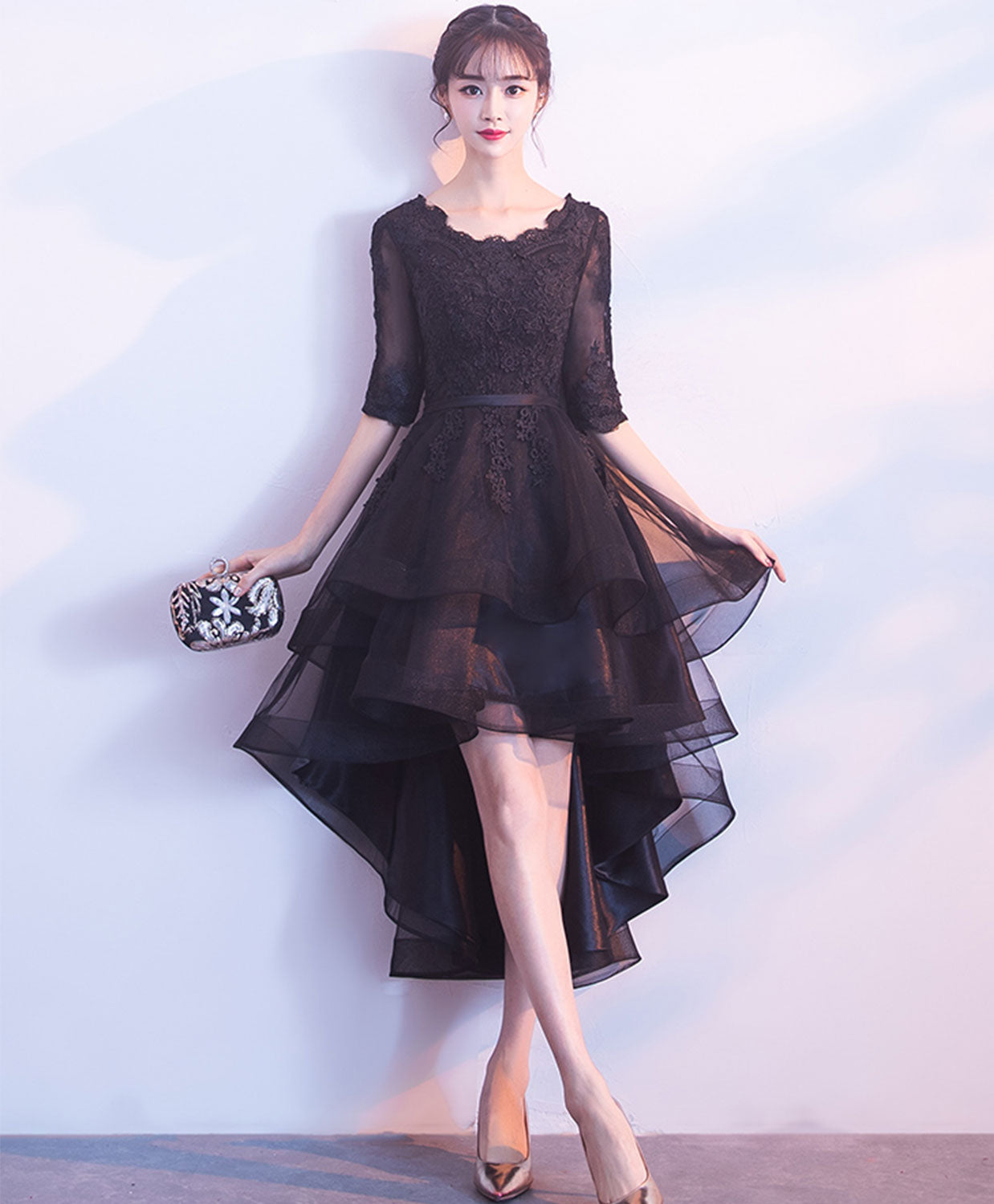 Elegant Black Tulle Lace Short Prom Dress for Women - Sexy Cocktail Party Bridesmaid Dress - Perfect for Homecoming, Evening Parties & Special Occasions