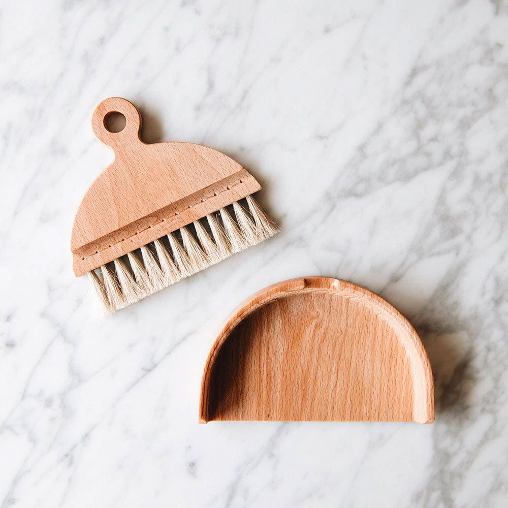Premium Beech Wood Table Brush & Dustpan Set - Ideal for Kitchen, Dining Room, and Office Cleaning