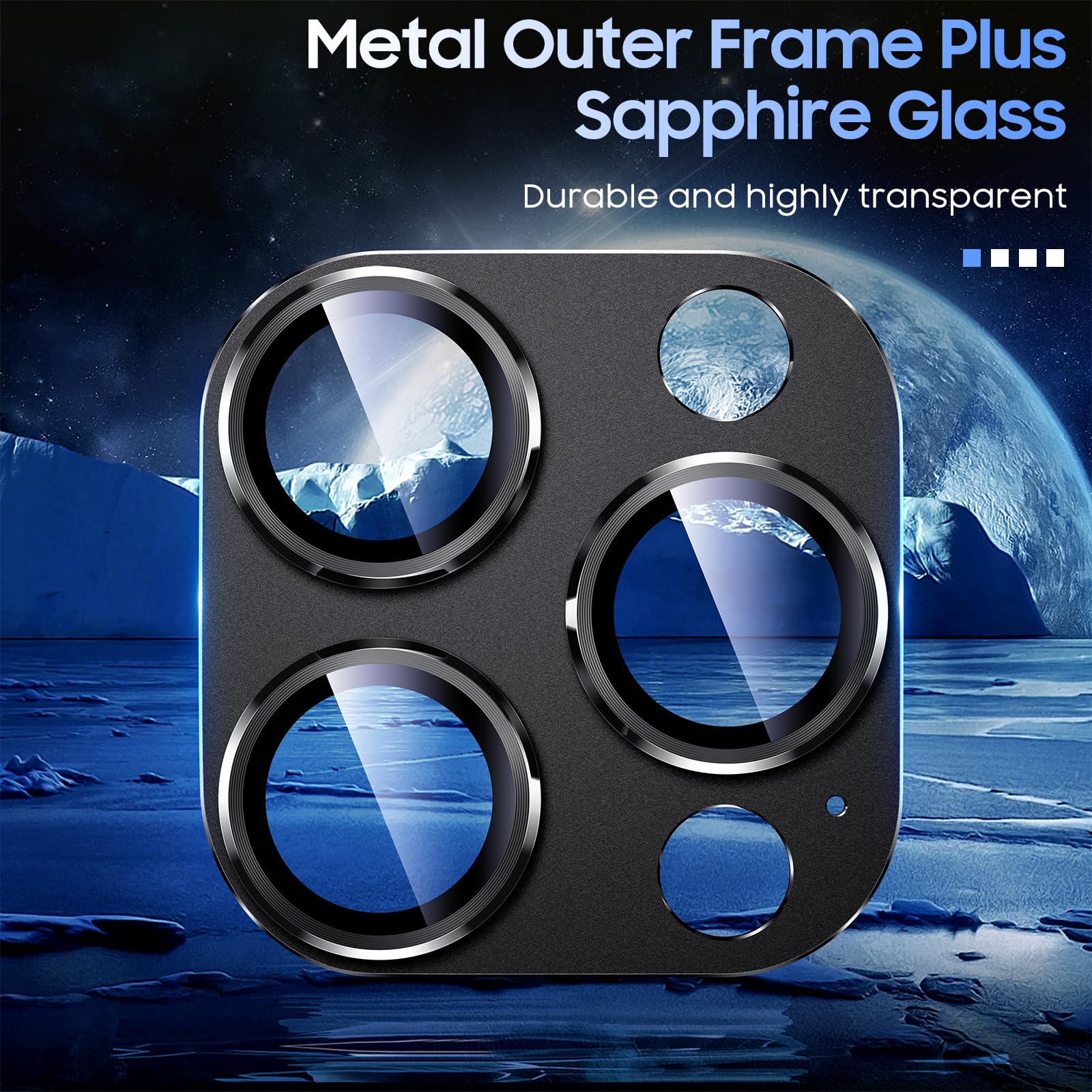 Uyiton iPhone 15 Pro & Pro Max Camera Lens Protector - Shatterproof Tempered Glass, Strong Adhesion, Case-Friendly Metal Cover (Black Titanium) for Outdoor Photography & Travel Protection