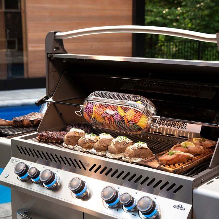 Napoleon Prestige 665 Freestanding Gas Grill with Infrared Rear & Side Burner, Rotisserie Kit - Perfect for Backyard BBQs, Outdoor Cooking & Entertaining