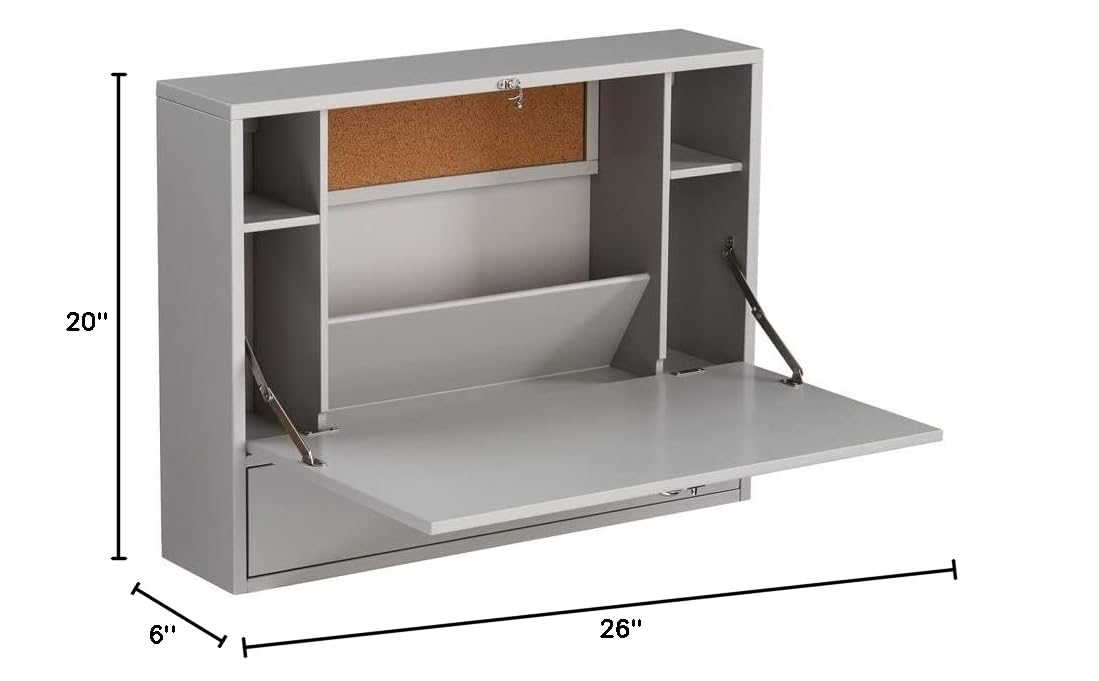 SEI Furniture Benwick Wall Mount Laptop Desk - Space Saving Floating Desk for Small Spaces, Home Office & Dorm Room, Gray - Perfect for Work, Study & Remote Learning