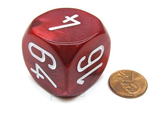 Koplow Games Large 30mm Backgammon Doubling Cube Dice - Red | Premium Board Game Accessory for Casino Night, Family Game Night & Competitive Play
