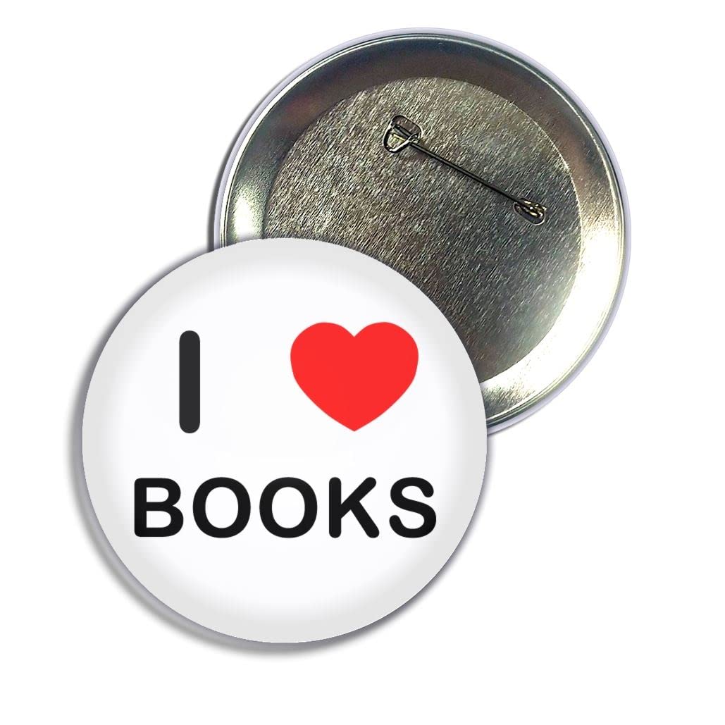 I Love Books Pin Button Badge - Cute Book Lover Accessory for Backpacks, Jackets & Gifts