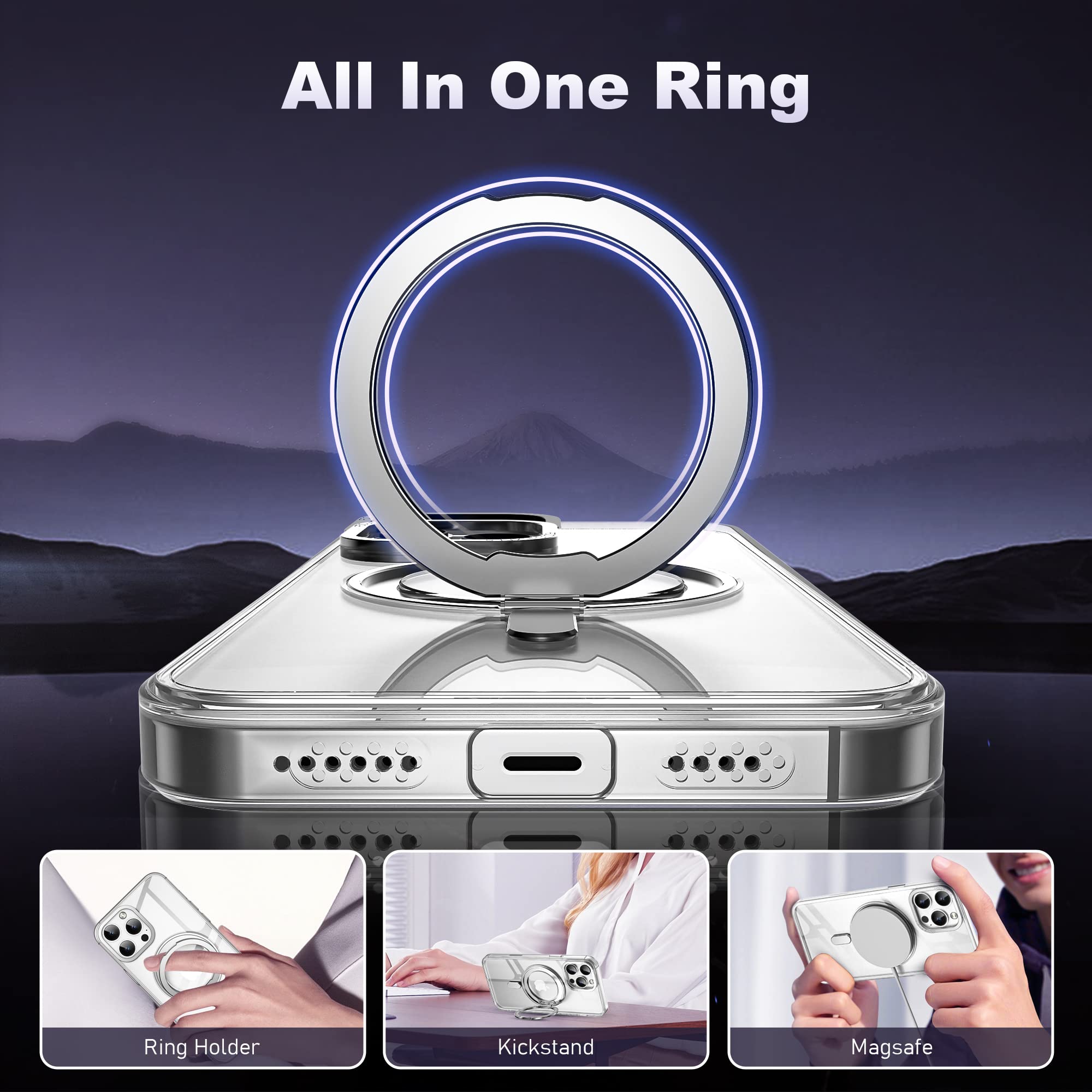 Magnetic Rotatable iPhone 13 Pro Max Case with 360° Stand | Magsafe Compatible | Military-Grade Shockproof Protection | 6.7