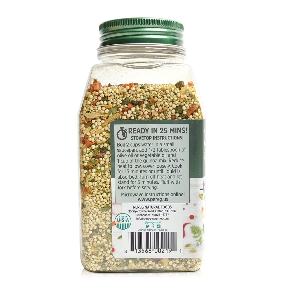 Organic Quinoa Spinach Mix - 10.58 Oz (6-Pack) | Gluten-Free, Vegan, Non-GMO, Kosher Certified Superfood | High Protein Whole Grain for Weight Loss | Perfect for Healthy Side Dishes, Quick Meals & Meal Prep