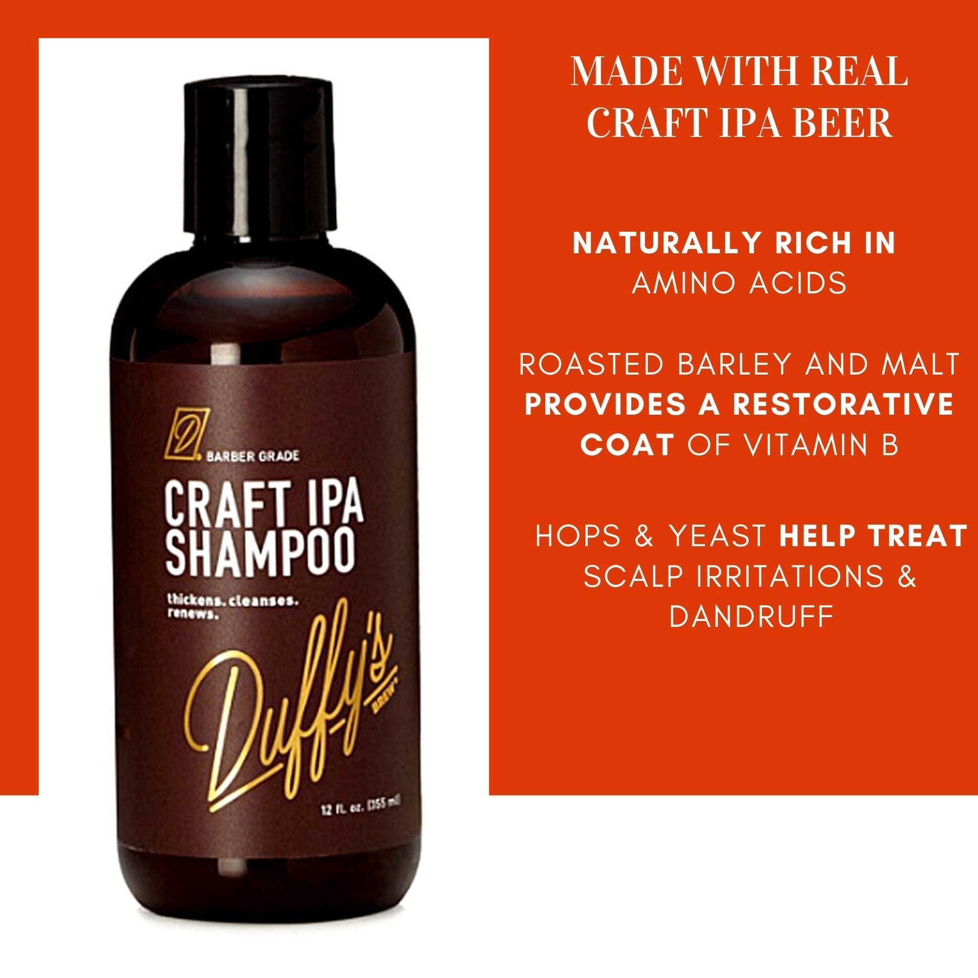 Duffy's Brew Craft Beer Shampoo and Conditioner Set - 2 Pack Hydrating & Nourishing Hair Care Kit for Color Treated Hair | Sulfate-Free Moisturizing Treatment for Dry, Damaged Hair | Perfect for Daily Use & Salon-Quality Results at Home