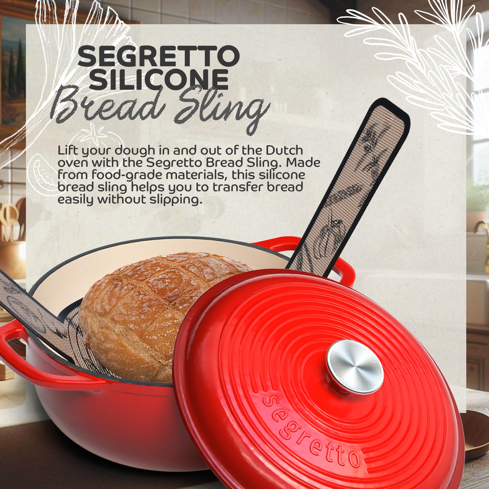 Non-Stick Silicone Bread Mat for Dutch Oven - 2 Pack Heat Resistant Baking Sheet (500°F) for Sourdough, Artisan Bread | Perfect for Home Baking, Bread Making, and Oven Use
