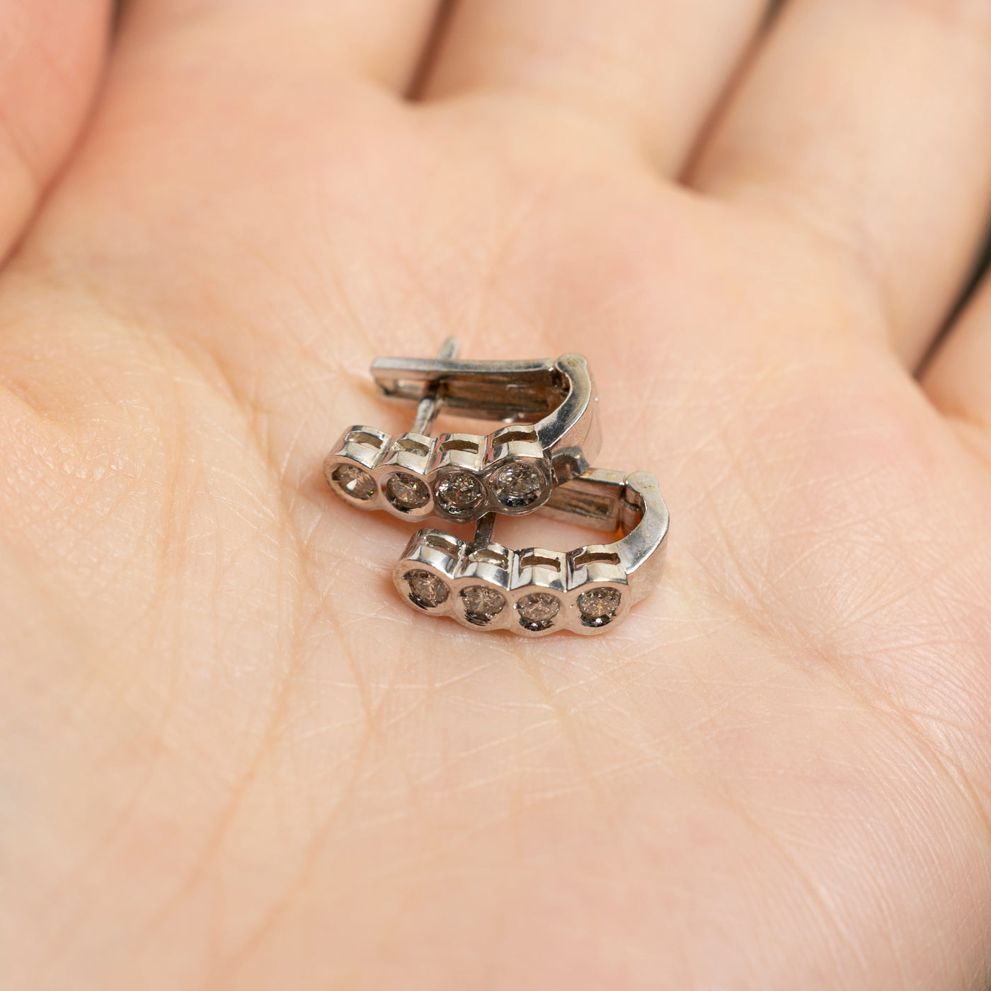 14K Gold Bezel Set Diamond Huggie Hoop Earrings | 0.32 Carat Total Weight | Perfect for Everyday Wear & Special Occasions