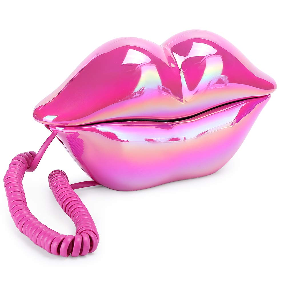 Retro Rose Red Corded Landline Telephone with Number Storage - Vintage Home Office Desk Phone for Decor & Functional Use in Living Room, Bedroom, or Office
