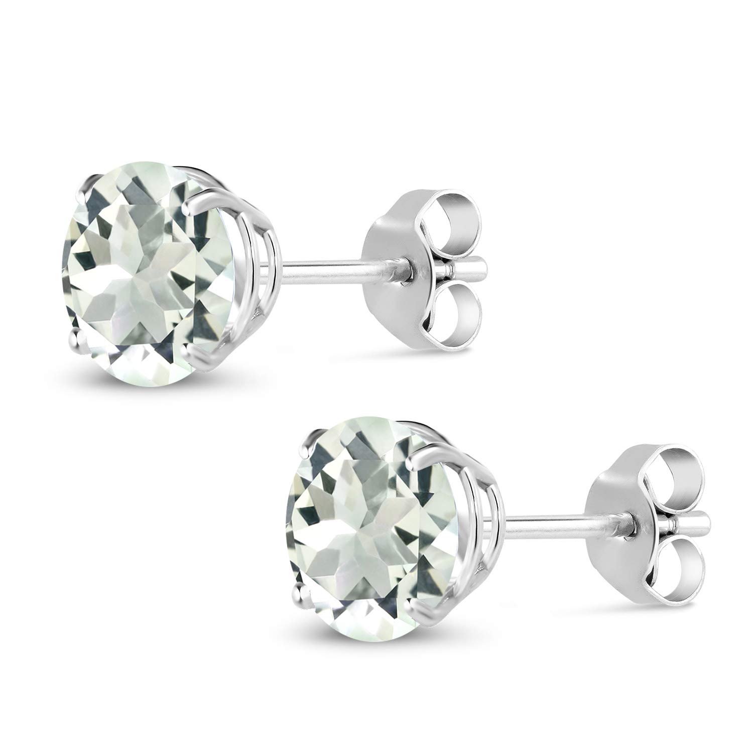 10K White Gold Round 7MM Gemstone Birthstone Stud Earrings for Women & Men | Genuine Birthstone Jewelry Gift for Anniversary, Birthday & Special Occasions | Gem Stone King