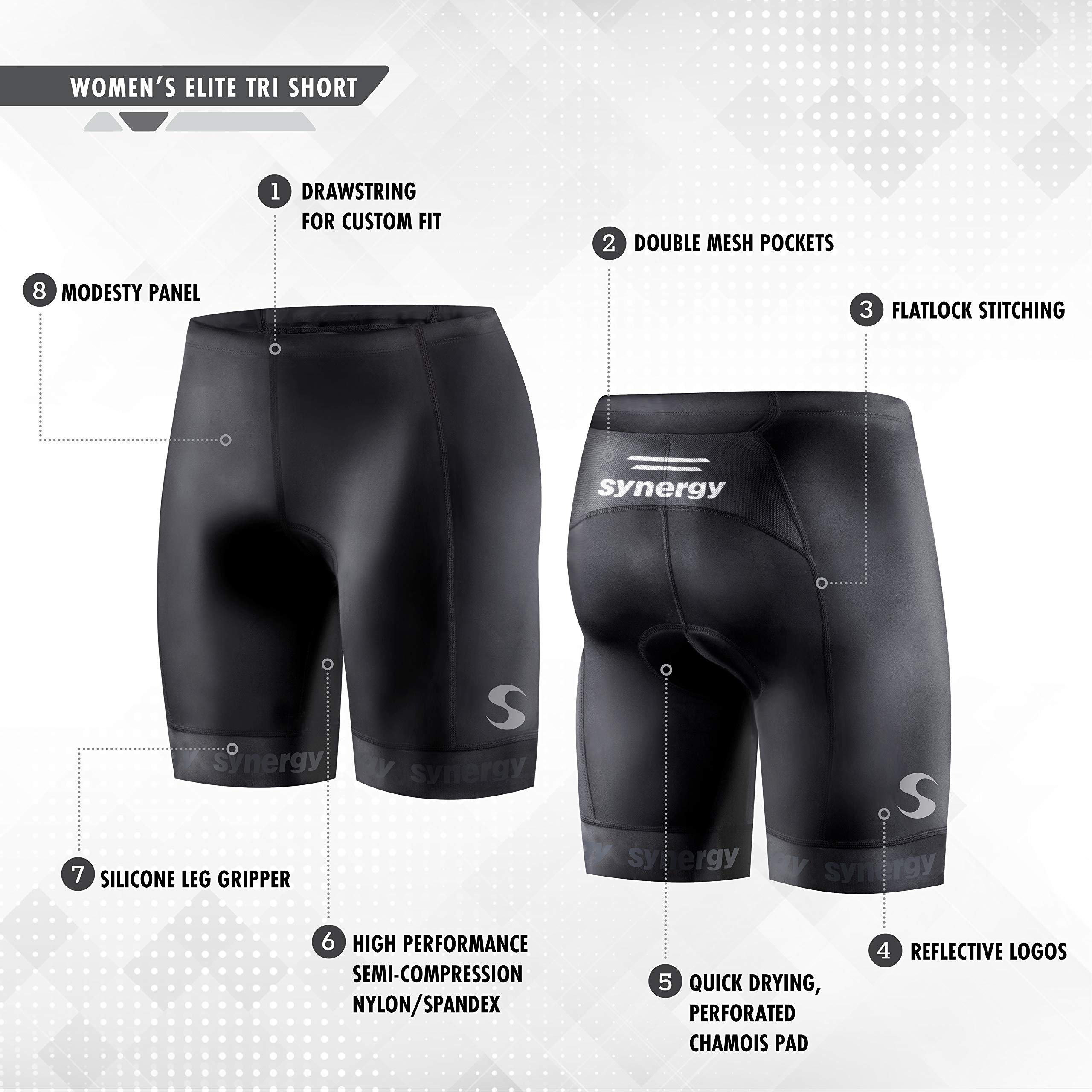 Synergy Women's Triathlon Shorts - Quick-Dry, Comfortable & Breathable for Swimming, Biking & Running | Perfect for Triathlons, Training & Outdoor Sports