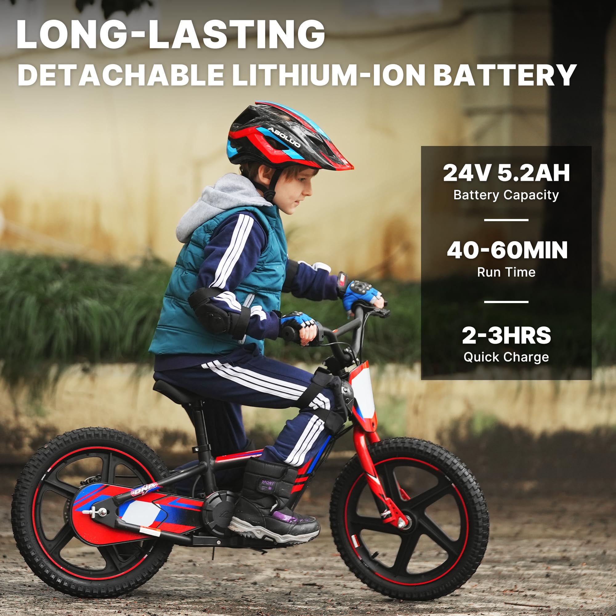 Lightweight Electric Dirt Bike for Kids 3-12 Years - 170W/340W Motor, 10-12MPH Speed, 24V Removable Battery & Dual Hand Brakes - Perfect for Backyard Riding, Off-Road Trails & Learning Balance