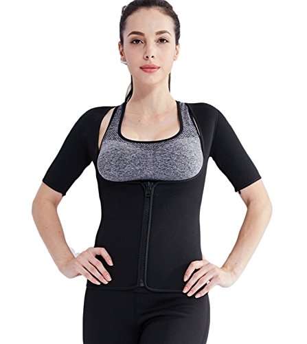 Valentina Slimming Sauna Shirt for Women - Push Up Fitness Top with Front Zipper & Heating Technology - Weight Loss Workout Shirt for Gym, Yoga & Home Exercise - Moisture Wicking & Breathable Design