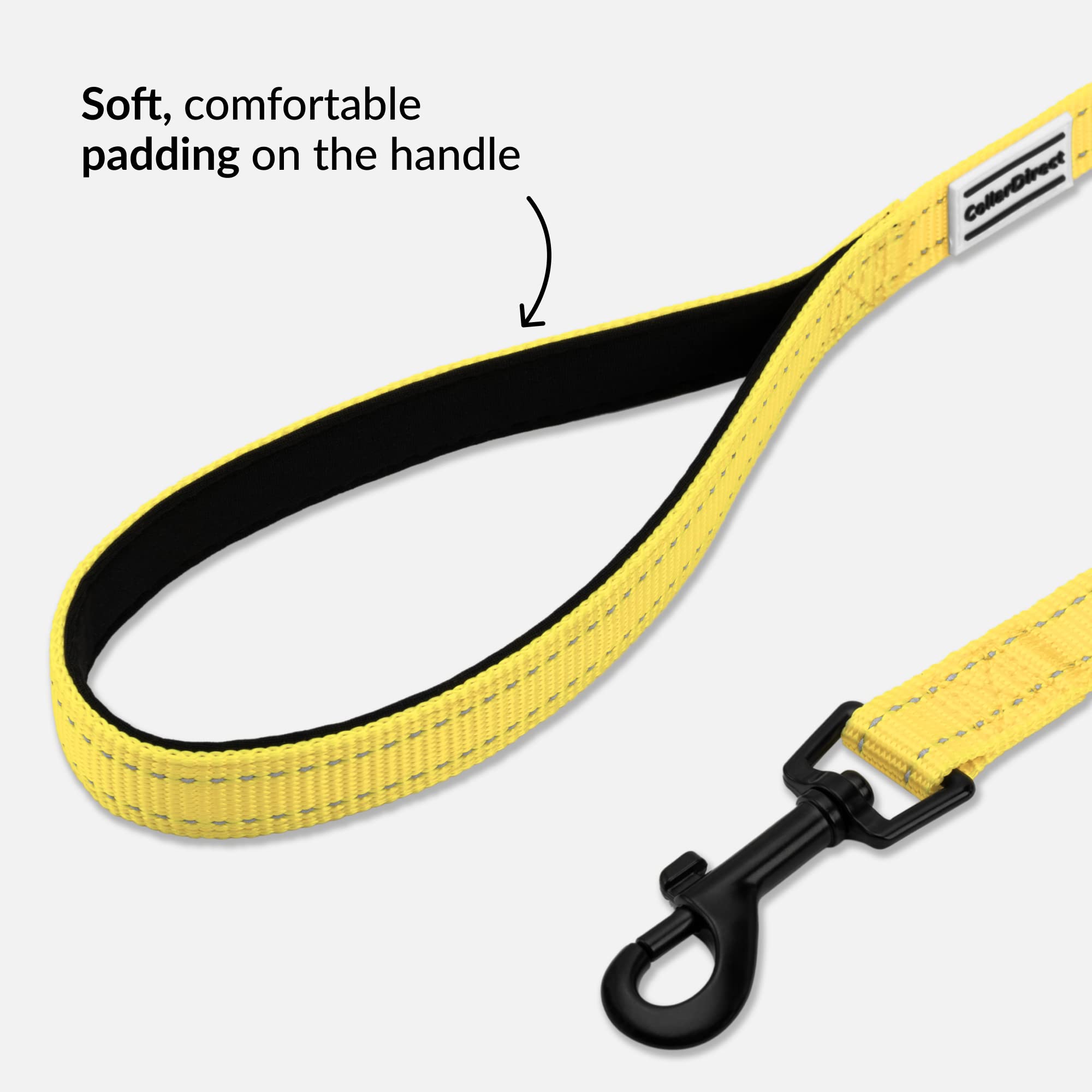 **CollarDirect Heavy Duty Reflective Nylon Dog Leash – 5ft Durable Pet Leash for Small, Medium & Large Dogs – Yellow – Perfect for Outdoor Walking, Running & Training**